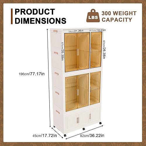 Miniatura 8 de Organizador portátil de almacenamiento de armario, organizador de armario plegable de plástico con puerta magnética transparente, para dormitorio,