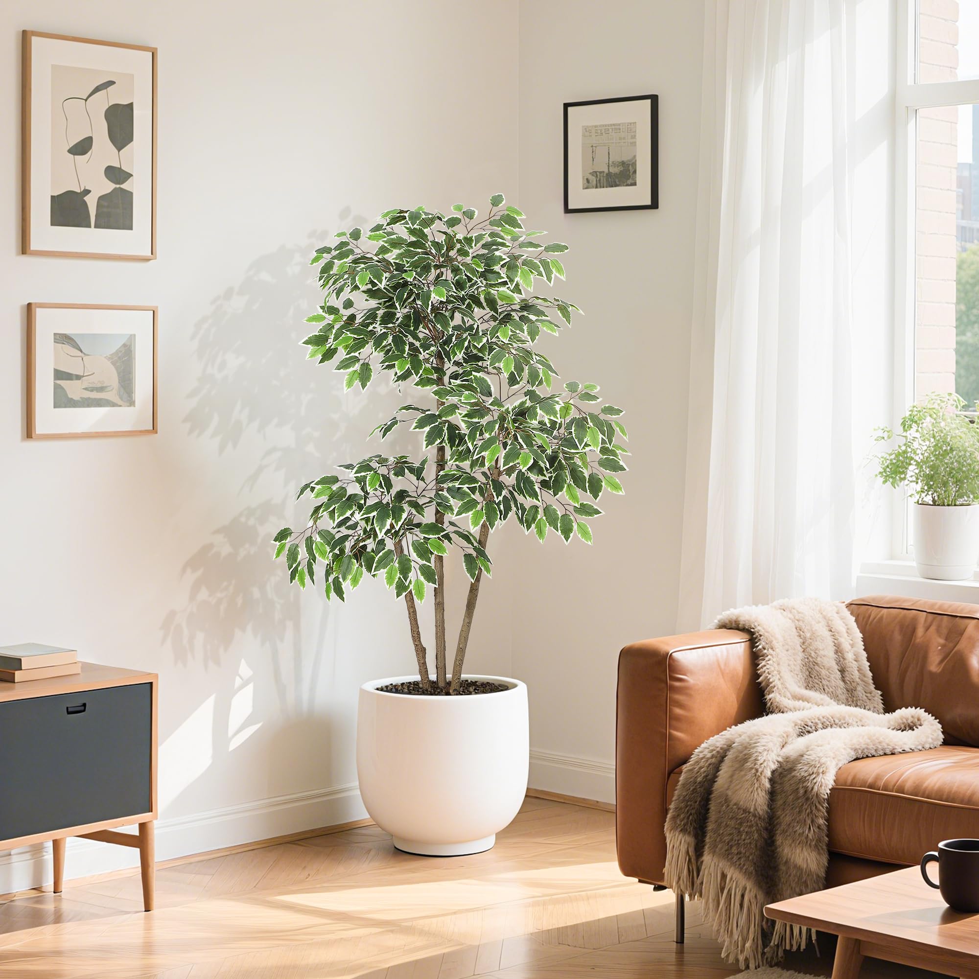 Plante artificielle ficus 150cm sans entretien pour salon sombre
