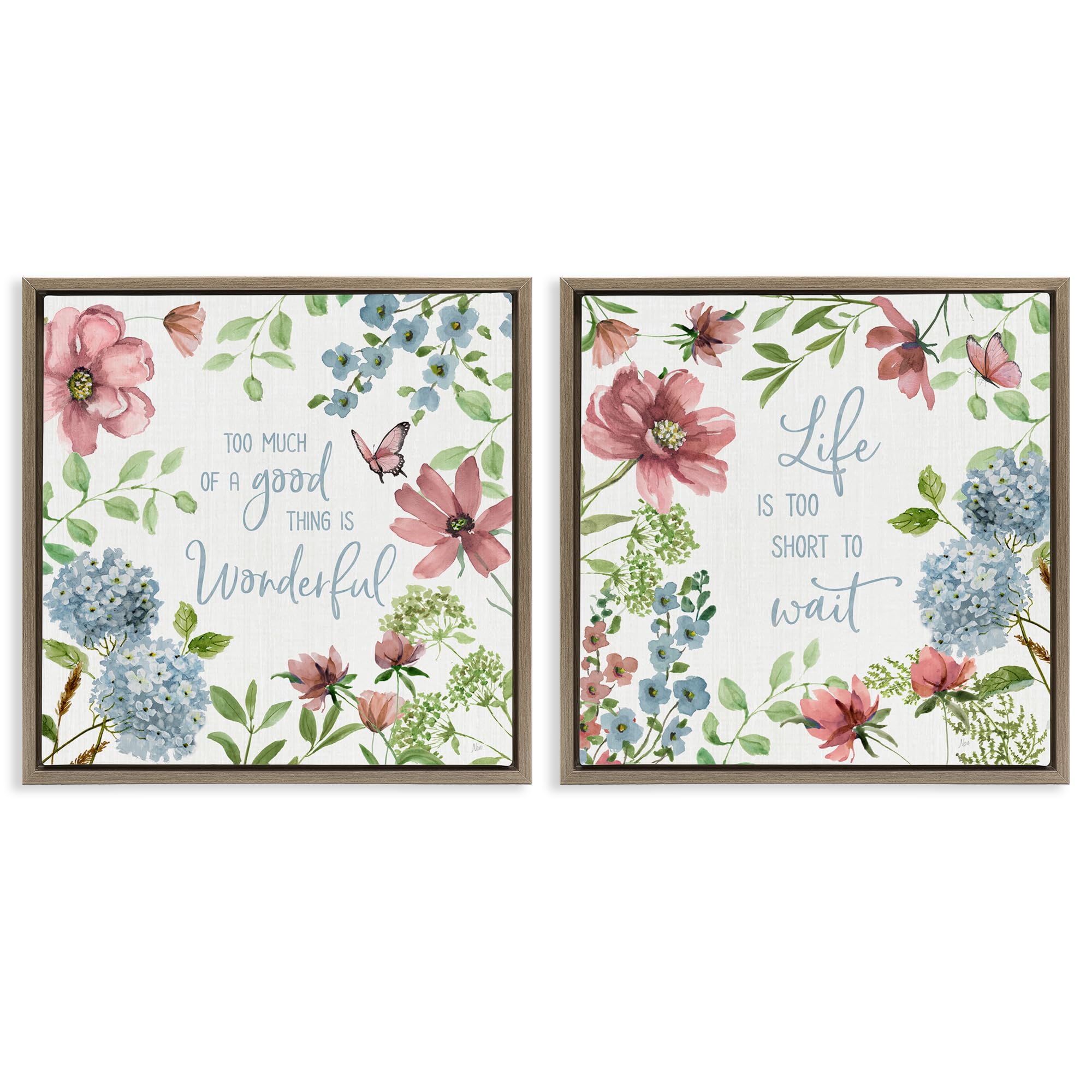 Stupell Industries Floral Uplifting Quote Life Uplifting Floral Quotes, 24 X 24 Inch Canvas In Floater Frame Set