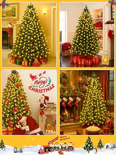 Miniatura 7 de Luces para árbol de Navidad a prueba de agua con control por voz, 480 LED, 8 pies, 16 líneas, efecto cascada con luz centelleante, cable verde, 12