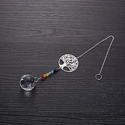 Miniatura 5 de Árbol de la vida atrapasoles cristales colgantes para ventanas, prismas de chakras, cuentas de jardín, atrapasadores de luz de arco iris, adorno