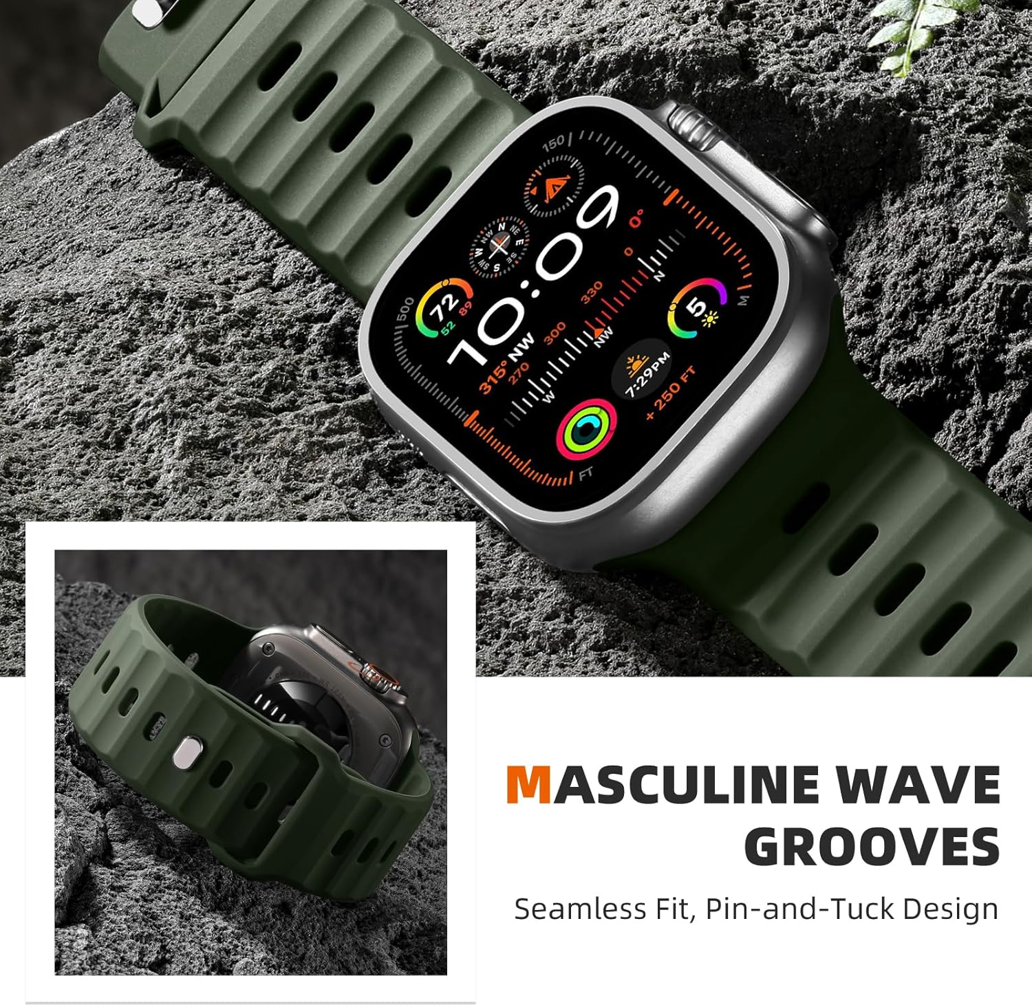 Wepro Sport Bands for Apple Watch Ultra 2 Ultra 3 Ultra Band 49mm 46mm 45mm 44mm 42mm for Men, Waterproof Soft Silicone Rugged Ocean Breathable Strap for iWatch Series 11 10 9 8 7 SE 3 2nd 6 5 4 3 2 1 - Image 7