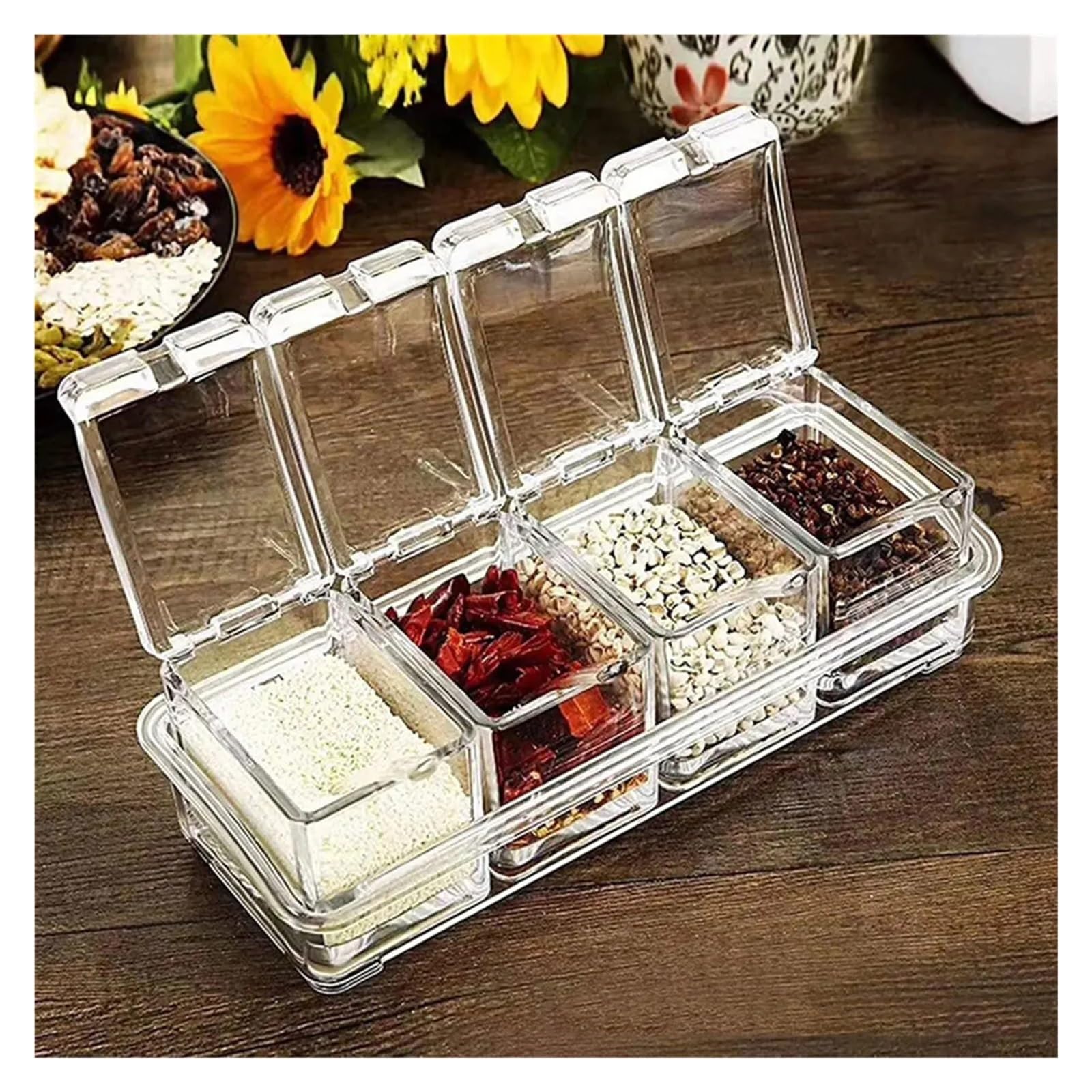 Botes Especias Tarros de condimentos Transparentes, Organizador de Cocina, Cajas de Almacenamiento, contenedores de condimentos con Tapas, Botella de Sal, azúcar, Accesorios de Cocina(2Pcs)