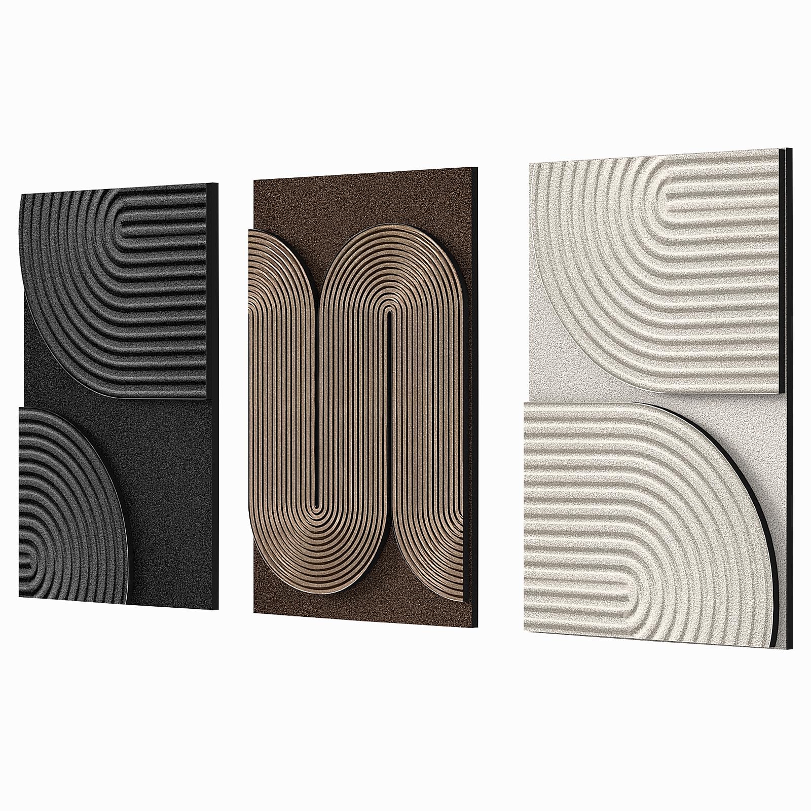 Photo 1 of Azartslr Modern Abstract Sandstone Wall Art, Black White Wall Decor For Living Room, Brown Minimalism 3piece Home Bedroom Art Painting 12x16in