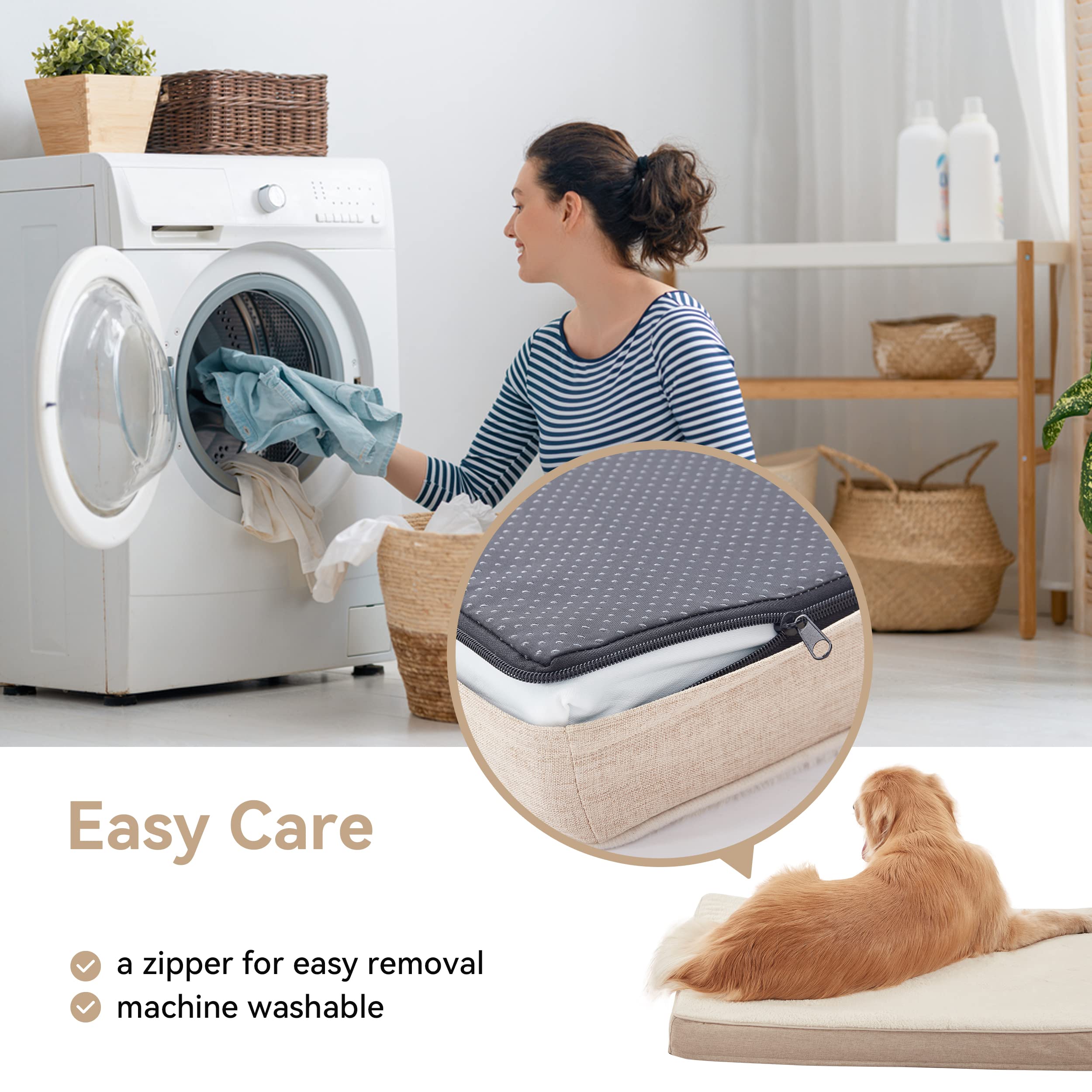 WATANIYA Orthopädisches Hundebett – Mit Memory-Schaum & Kühlender Gel-Matratze, Wasserdicht, Waschbar, Für Große Hunde
