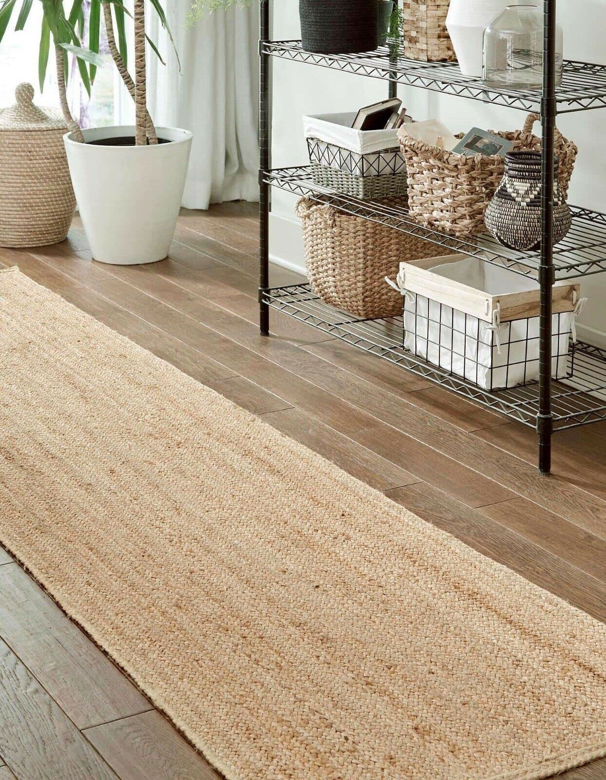 Avgari Creation Tapis rectangulaire 100 % jute naturelle fait à la main - Tapis moderne pour décoration d'intérieur et d'extérieur (60 x 270 cm)