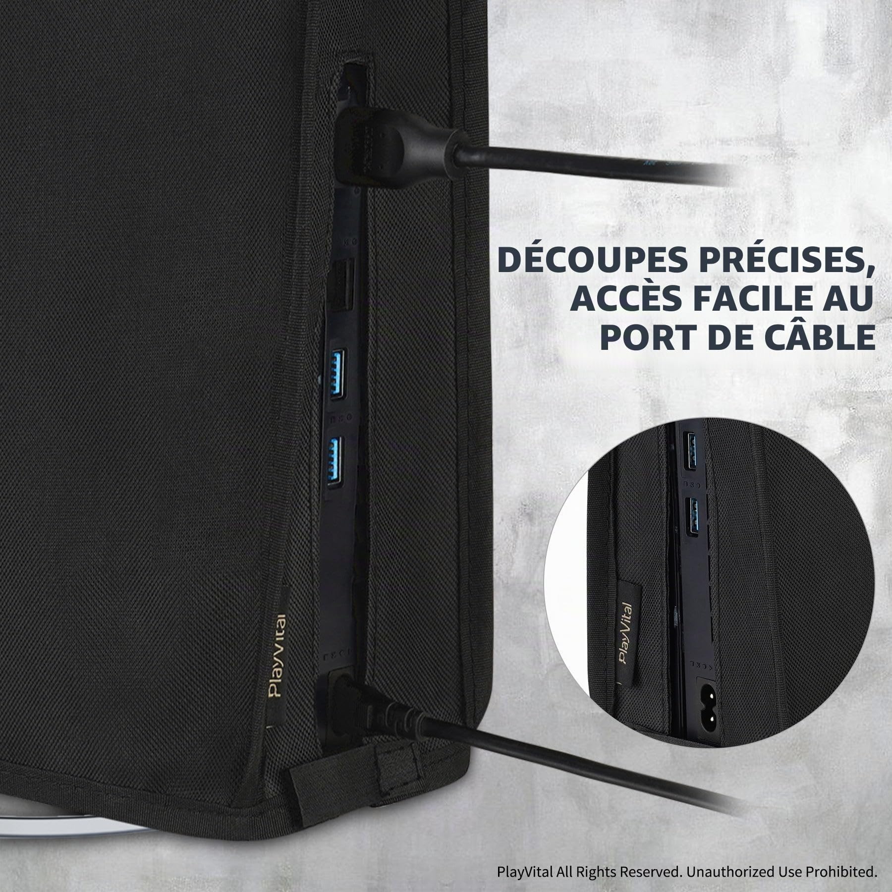 playvital Housse Anti-Poussière pour ps5 Slim Standard Console,Accessoire Protection pour ps5 Slim Cache-Poussière Nylon Dust Cover,Disc Edition-Vertical,Noir