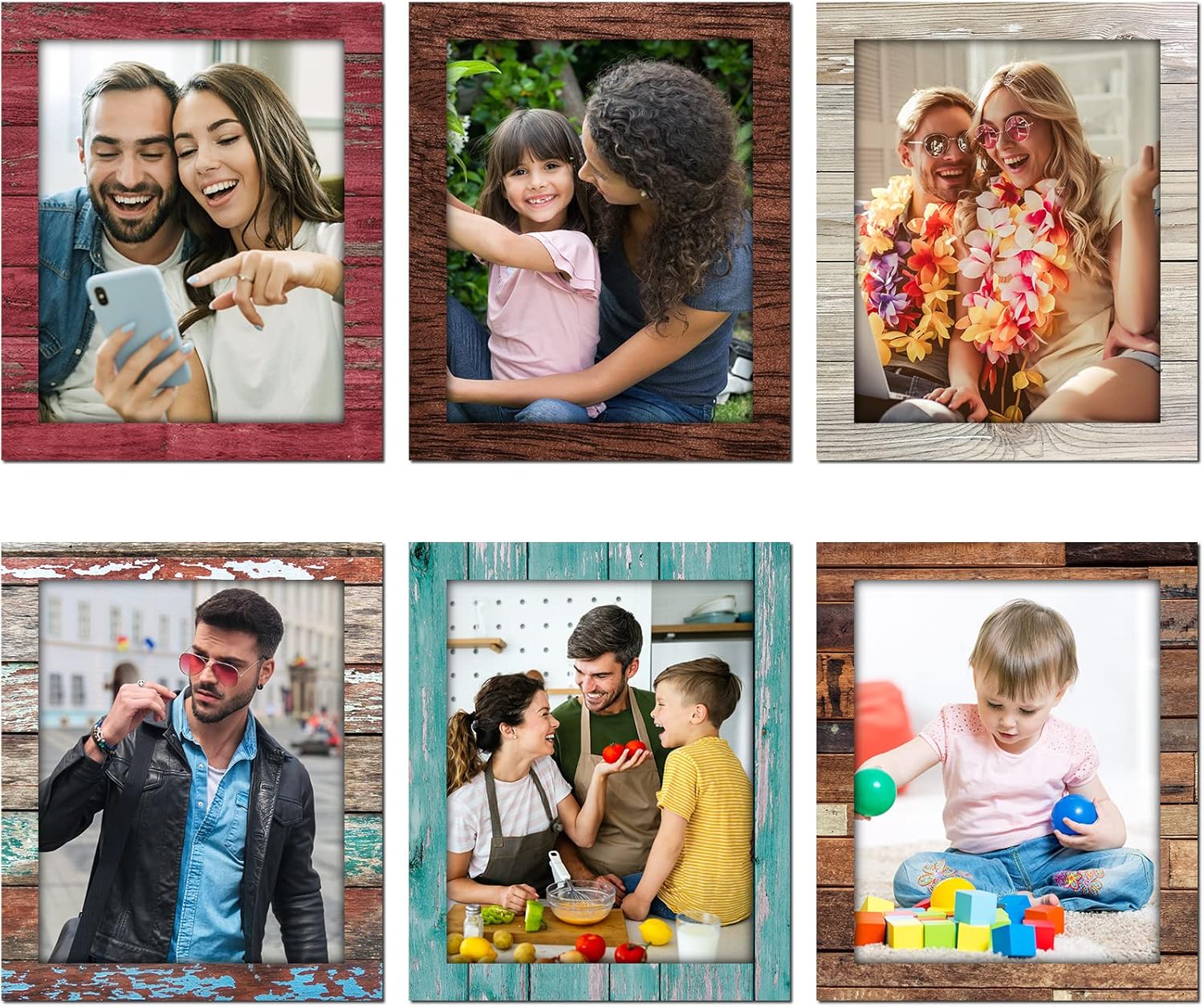 6 Pcs Picture Frame 4.7x 6 Inches Wood Printed