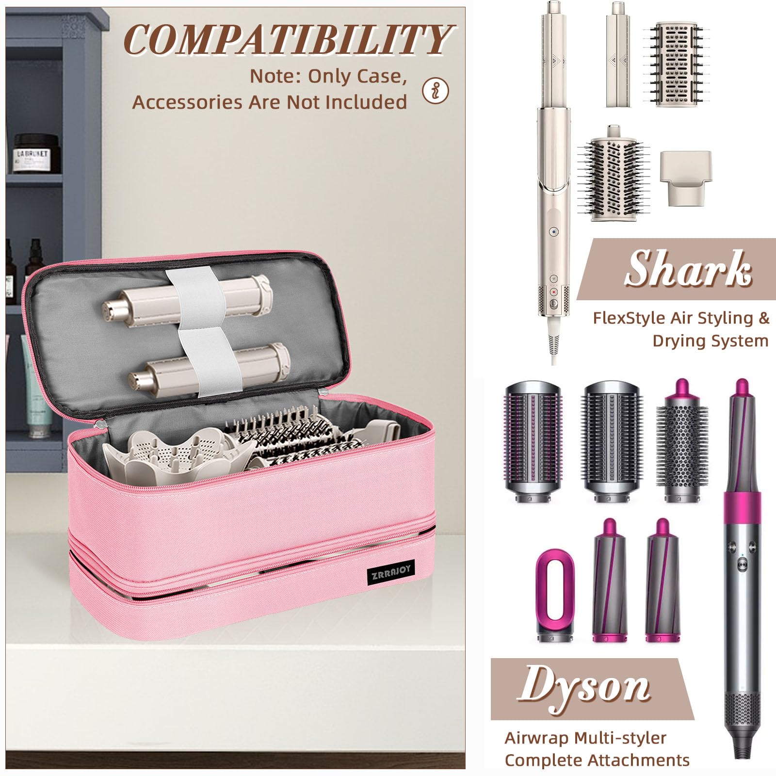 ZRRAJOY Double Layer Storage Case for Shark Flexstyle and Styler Attachments