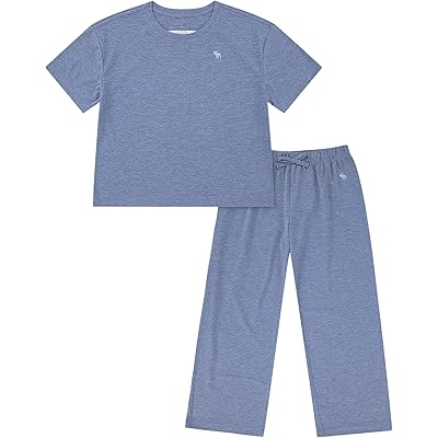 abercrombie kids Boxy Tee & Pants Sleep Set (Big Kid) anf colony blue heather