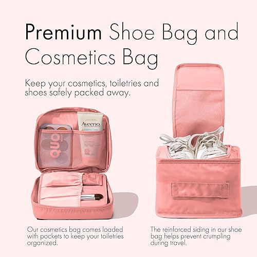 Miniatura 3 de (No fabricado en China) Juego de 8 cubos de embalaje para viajes, bolsas organizadoras de equipaje y maleta, nailon ligero e impermeable (rosa)