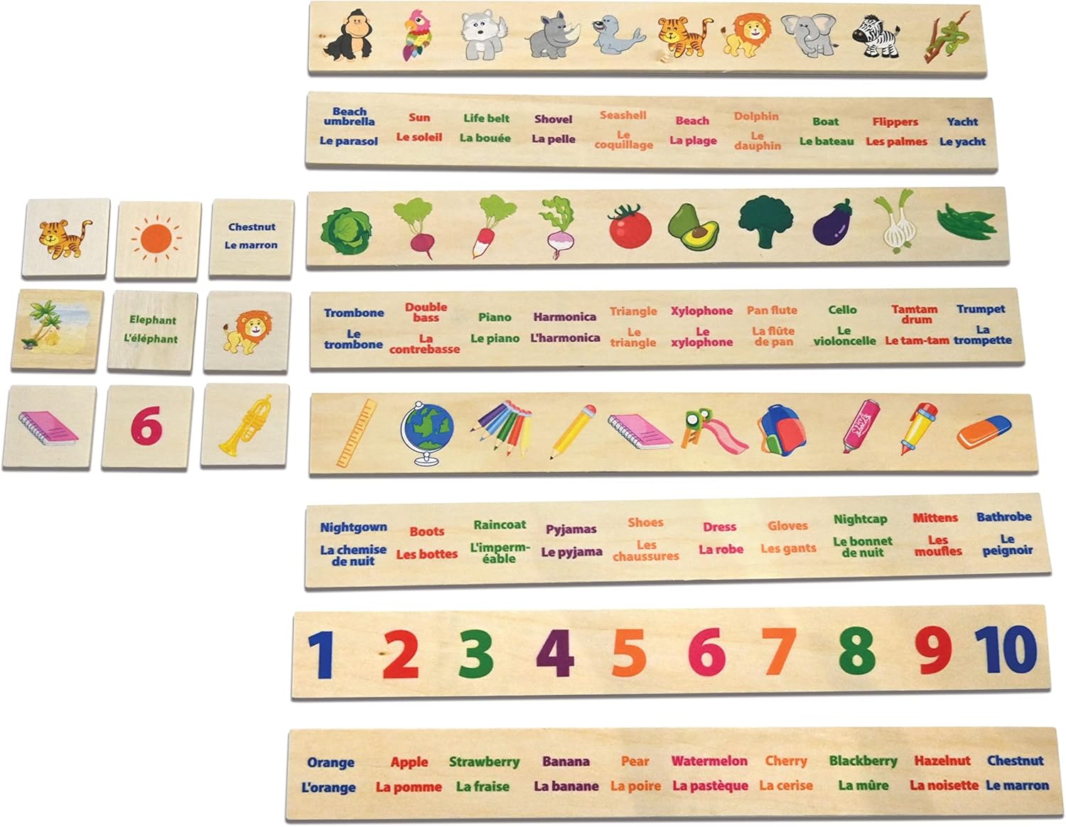 LEXIBOOK EDU250i1 Bio Toys-Vocabulary Wooden Sorting Box EN/FR
