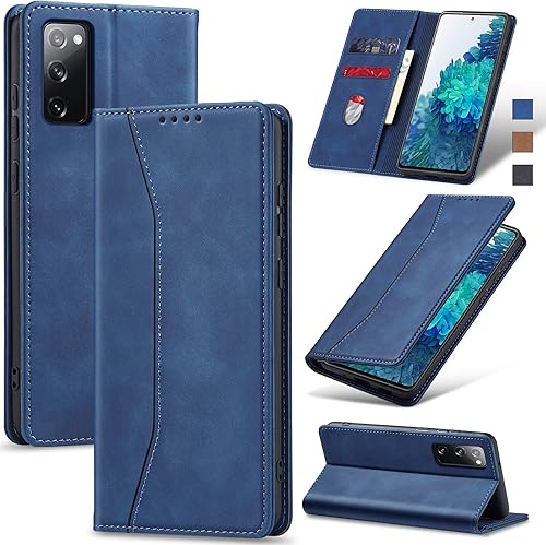 Funda tipo cartera con tapa para Samsung Galaxy S20 FE 5G, funda magnética de cuero con tarjetero, función atril, funda protectora duradera de TPU a