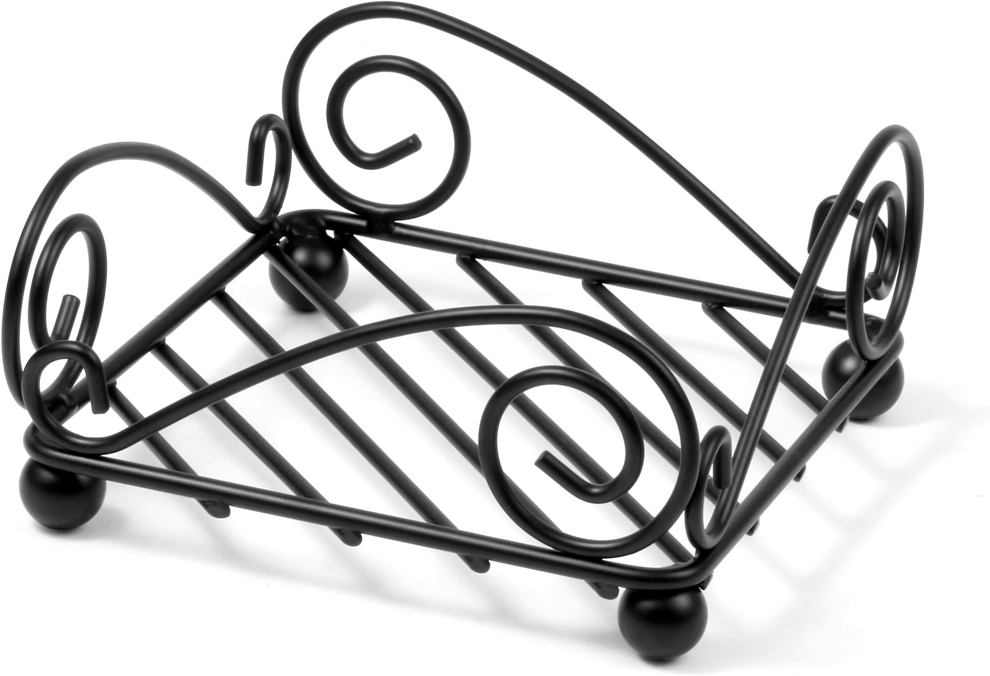 Spectrum DiversifiedScroll Flat Modern Dining Table Décor, Horizontal Napkin Holder for Kitchen Tables & Countertops, Black