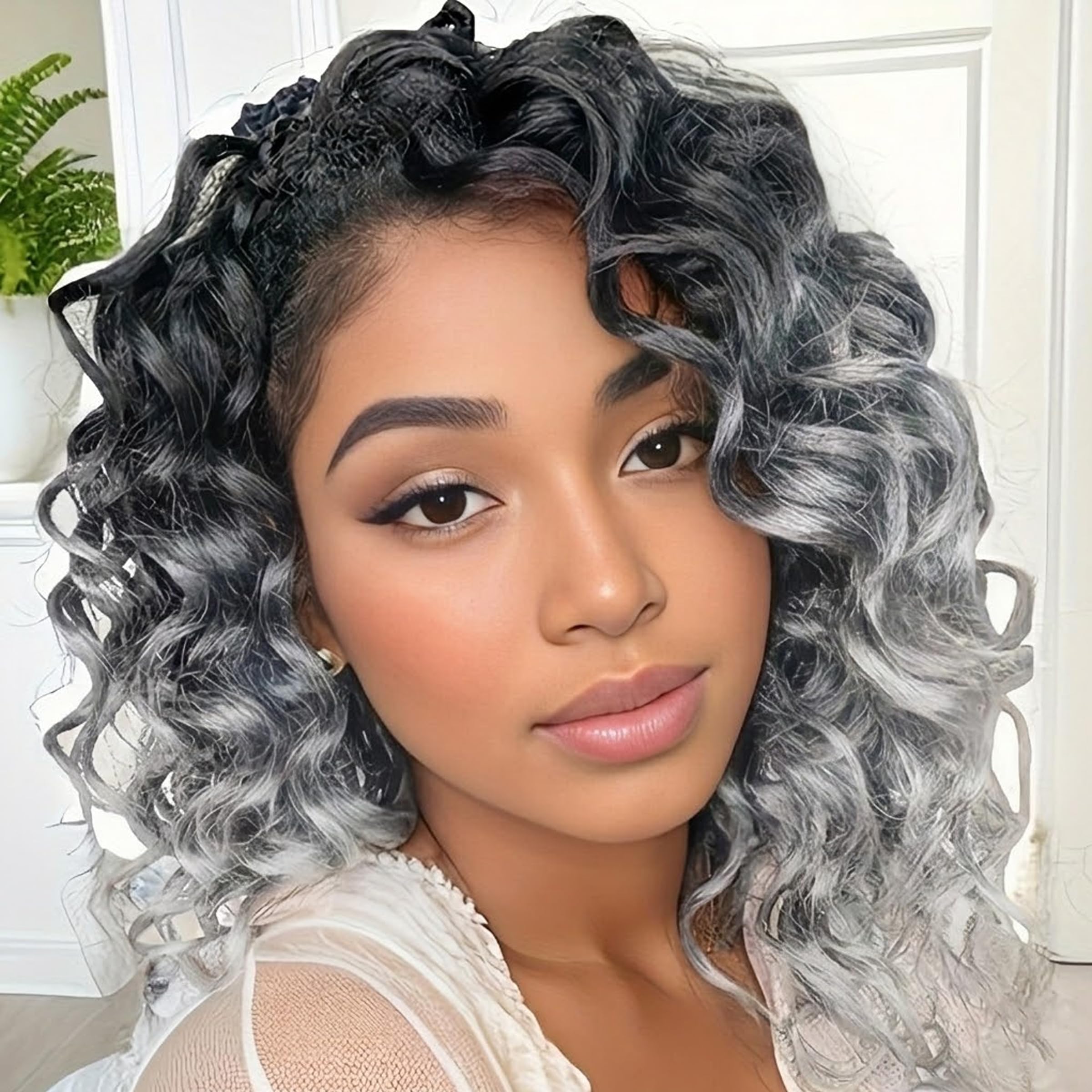 Amazon.com : Ocean Wave Crochet Hair 9 Inch Grey Ombre Curly