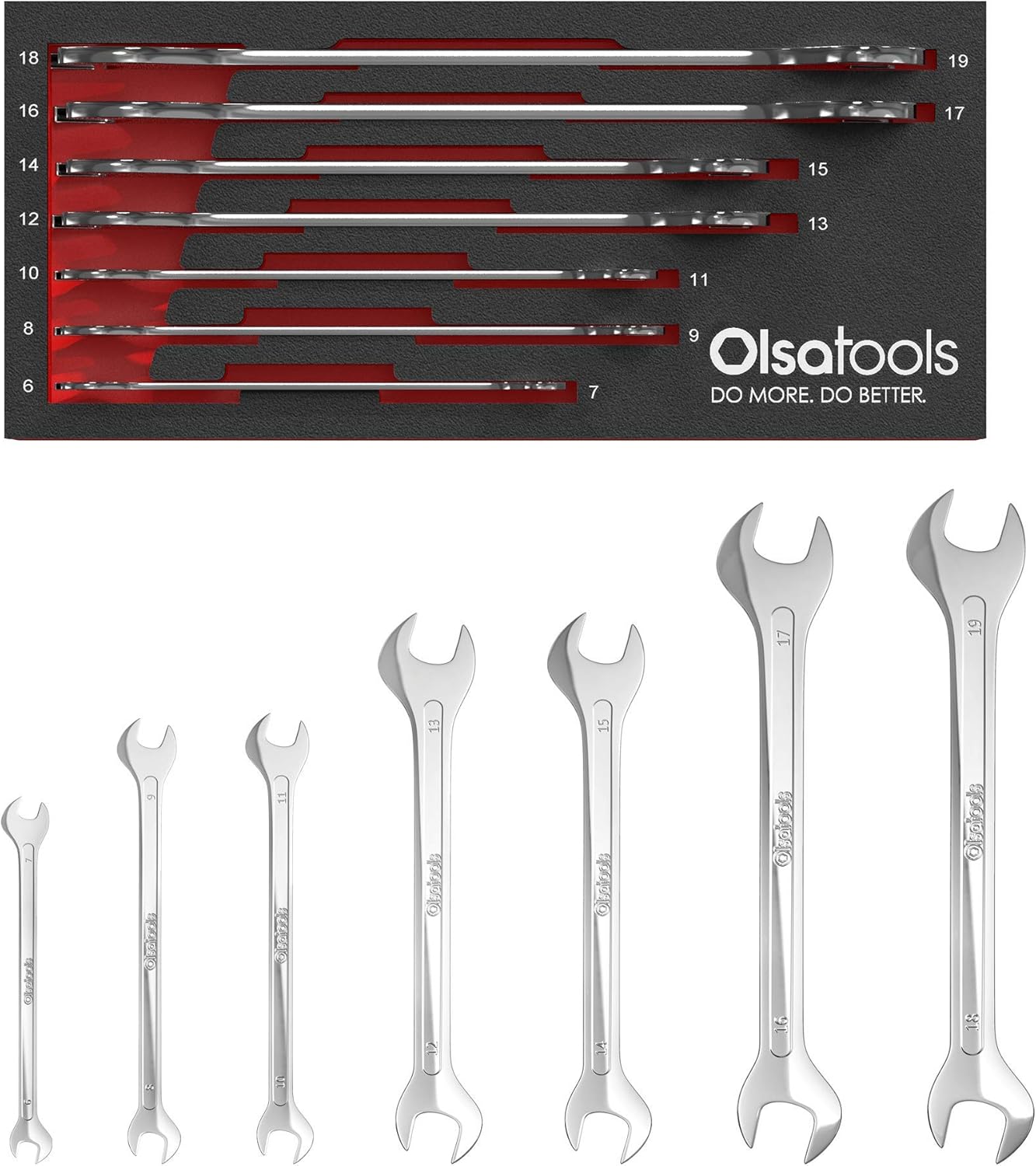 Olsa Tools SuperThin Open End Wrench Set, Metric, Professional Grade