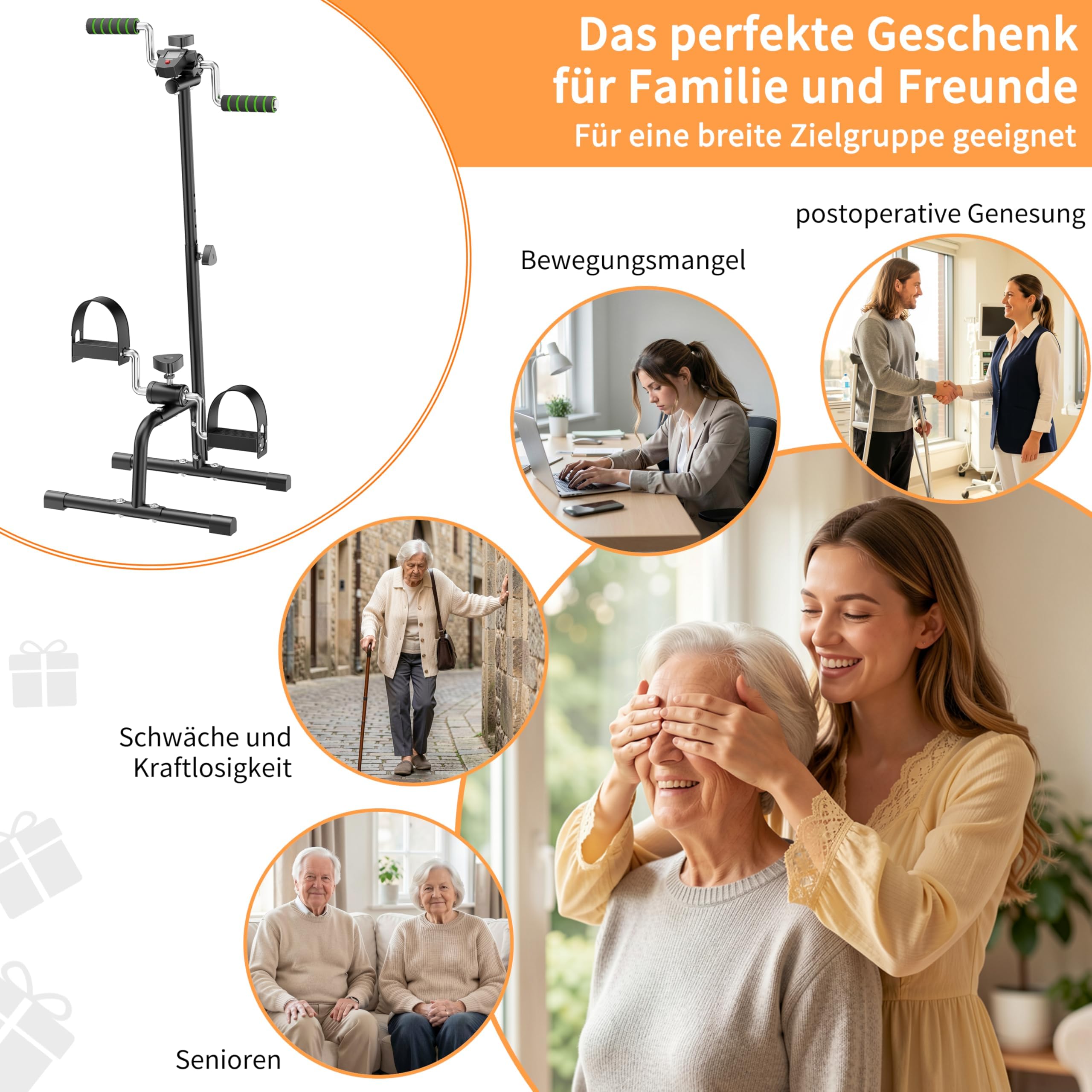 Heimtrainer Fahrrad, Reha-Heimtrainer für Senioren mit LCD-Display, Kompaktes Hand- und Fußtrainingsgerät für Physiotherapie und Fitness zu Hause