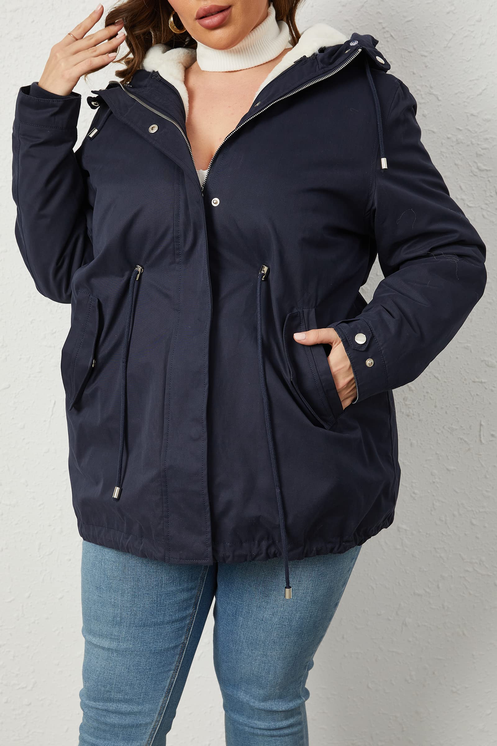 Geschallino Mujer Chaqueta Tallas Grandes 3 en 1 Parka Invierno Caliente Largo Abrigo con Desmontable Forro Polar
