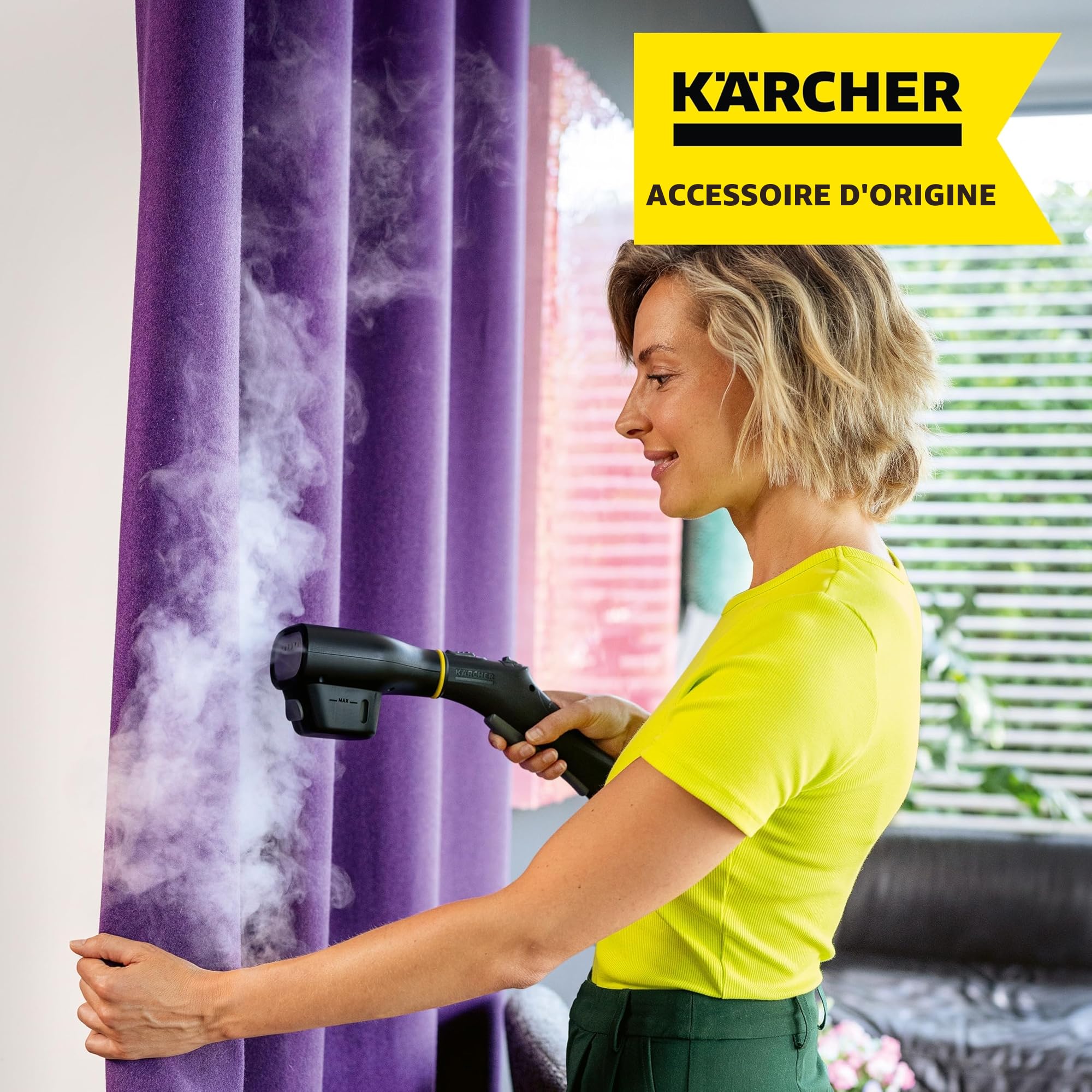 Kärcher Défroisseur Vapeur, Pour Défroisser à la Vapeur & Rafraîchir les Vêtements & Textiles d'Intérieur, Adapté aux Rideaux & Housses de Coussins, Accessoire d'Origine Pour Nettoyeur Vapeur Kärcher