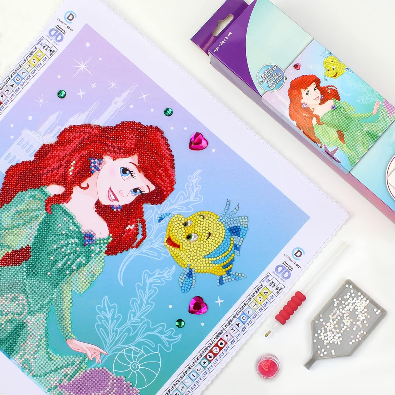 Diamond Dotz Disney Ariel Spirited The Little Mermaid Diamond Painting Kits for Adults - Diamond Art Kits a Relaxing Creative Craft Kit with Dotz Gems 12.6"x12.6"