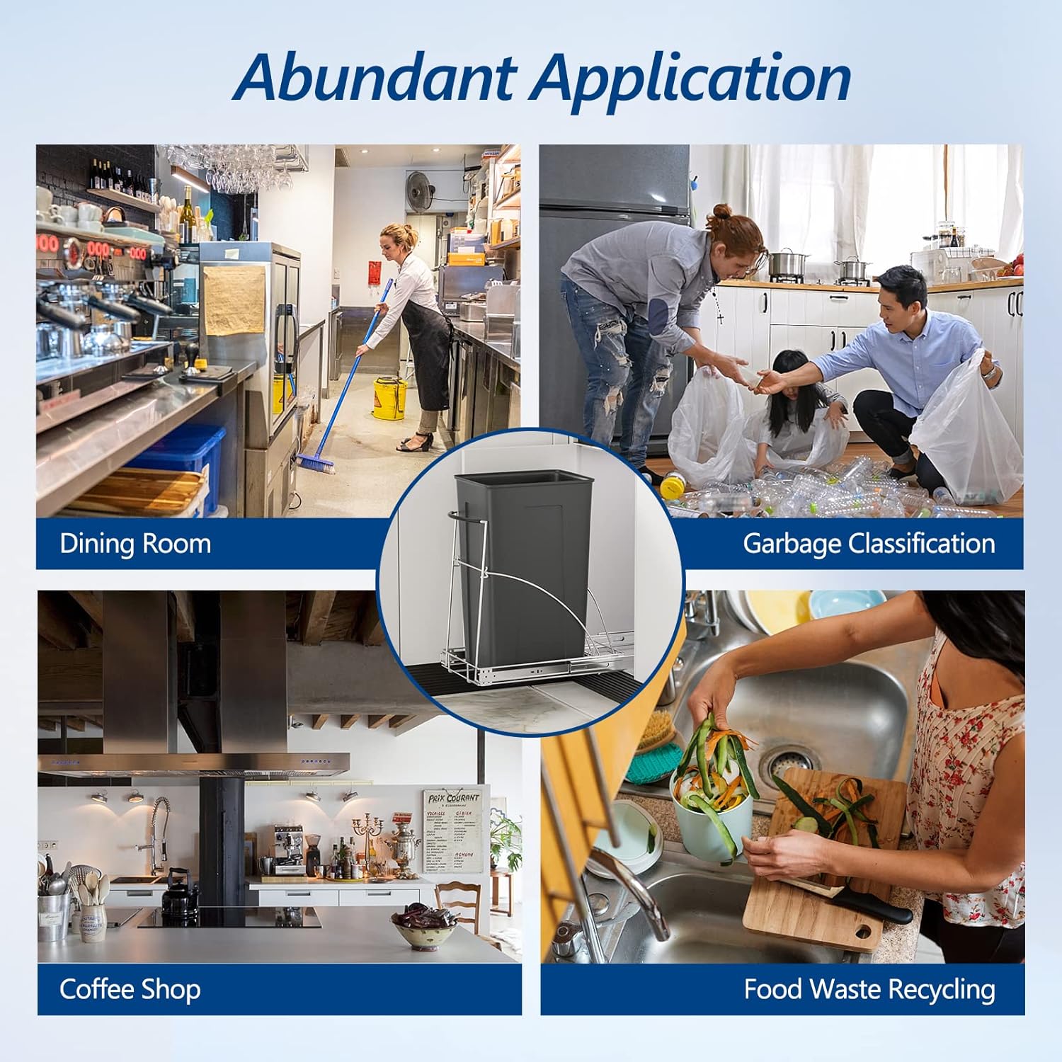 Insputer Pull Out Trash Can Under Cabinet, Requires 13" W X 18" D Cabinet, Under Sink Trash Can Kit, Slide Out Garbage for Kitchen(Not Included Can)