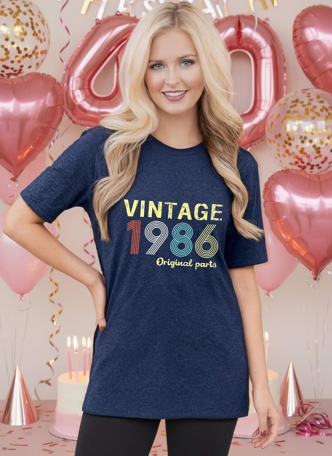 FYAPHION Vintage 1986 T Shirts for Women 40th Birthday Gifts Born in 1986 Tshirt Retro Casual Short Sleeve Tee Tops - Image 6