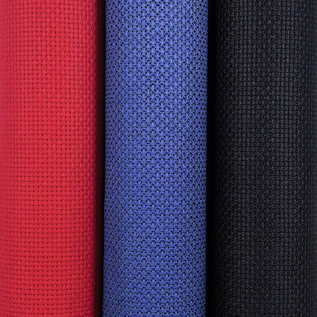 KCS 3 pc of 15" x 18"(38cmx45cm) 16 Count Cross Stitch Cotton Aida Cloth Needlework Rolled Fabric Box,16CT,Red+Royal Blue+Black