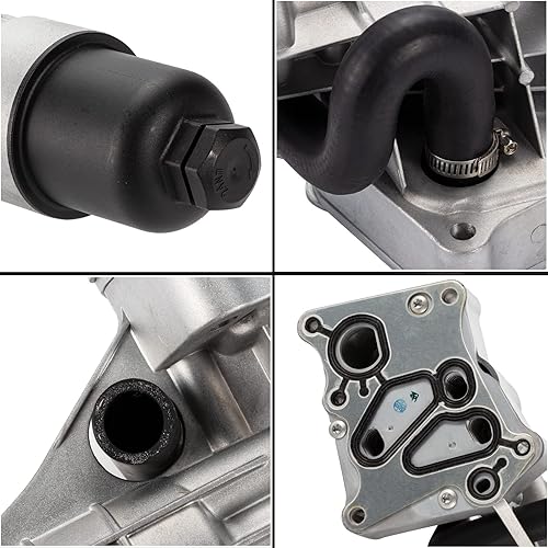 Miniatura 2 de Carcasa de Filtro de Enfriador de Aceite de Motor Plateada Compatible con Mercedes Benz M271 W204 C250 R172 SLK250 2012 2013 2014 2015