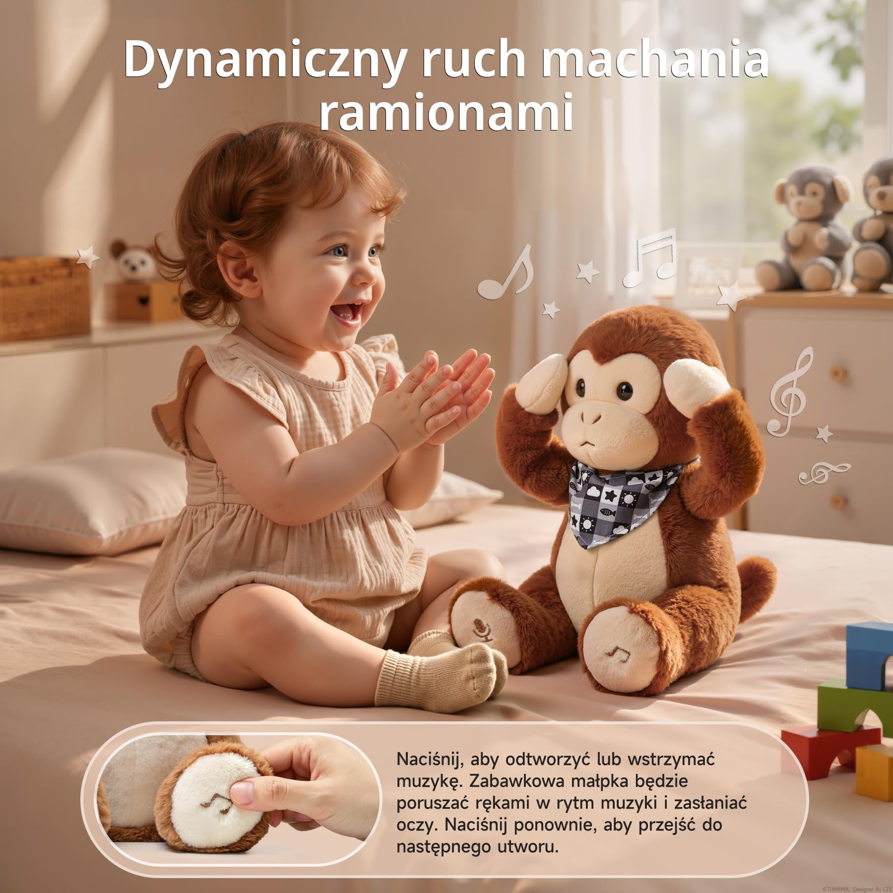 Interaktywna Pluszowa Małpka z Muzyką i Funkcją Głosu