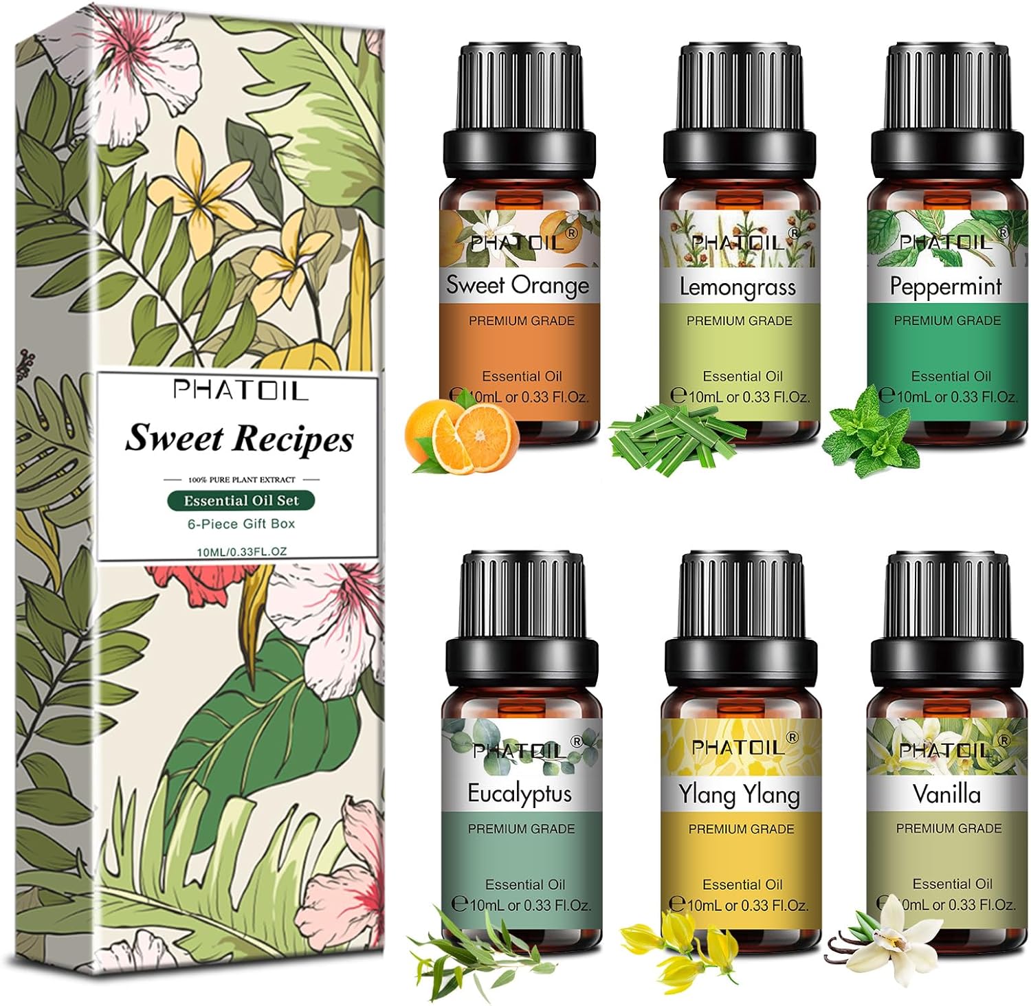 PHATOIL Essential Oil Set Pure Essential Oils for Diffuser Premium