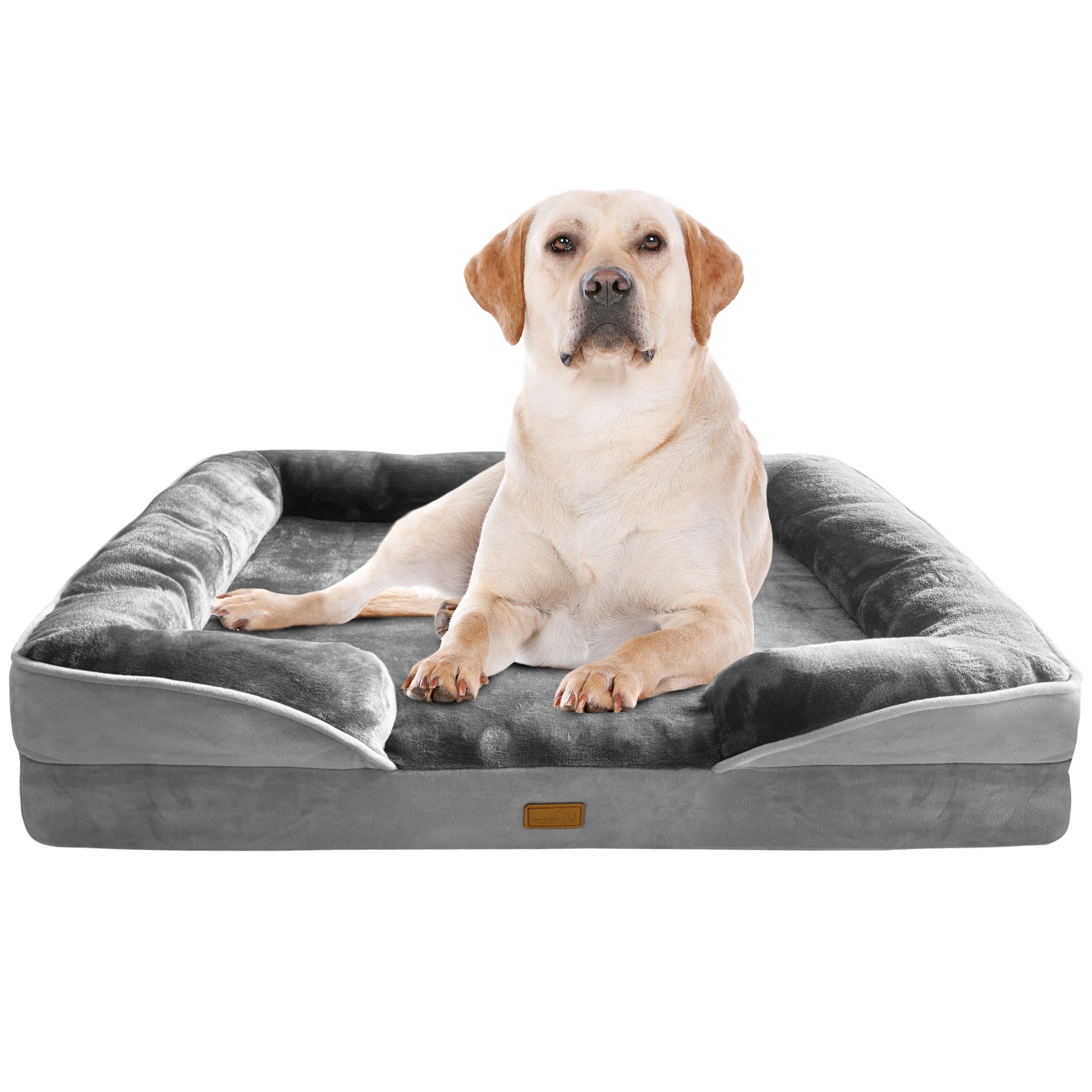 Spotted Play Orthopedic Dog Bed with Sides - Dog Sofa Beds for Extra Large Dogs, Supportive Foam Pet Couch Bed with Washable Removable Cover, Waterproof Lining and
