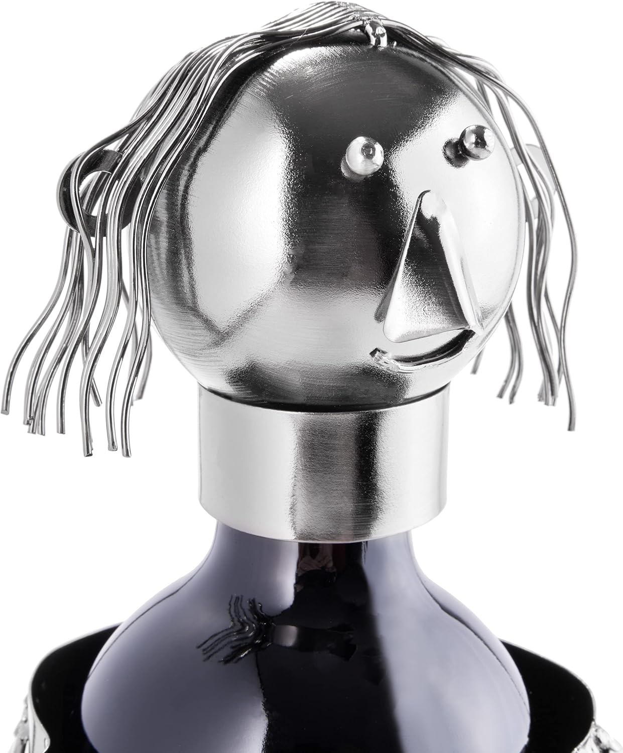 BRUBAKER Wine Bottle Holder Hair Stylist - Metal Sculpture Bottle Stand - 7.9 inches - Wine Gift for Hairdressers and Barbers - with Greeting Card