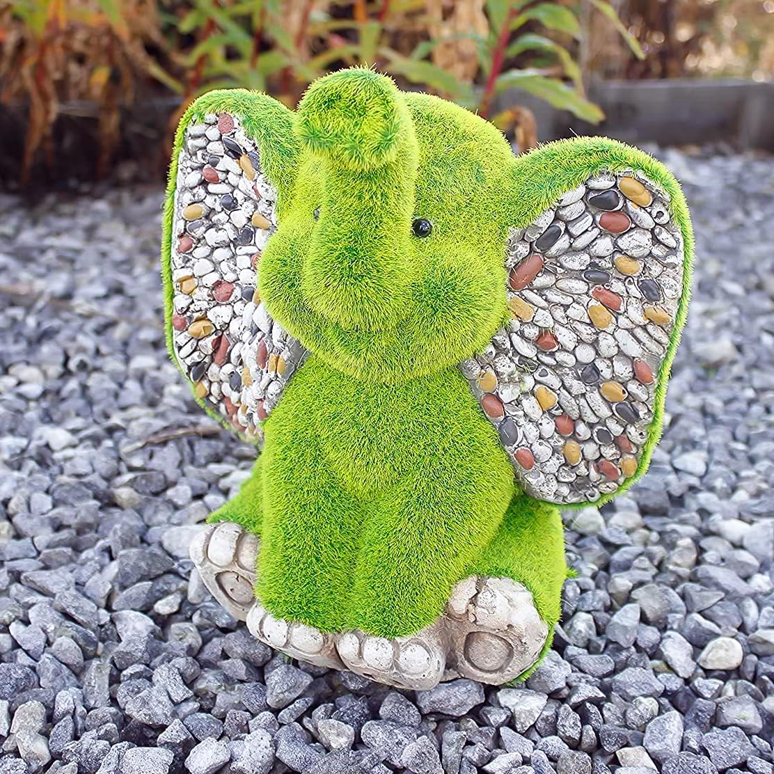 Garden Mile Stone Decorative Elephant Outdoor Ornaments For The Garden Grass & Effect Resin Garden Ornament Outdoor Indoor Decor Novelty Sculpture Figure Free Standing Animal Statue Figurine