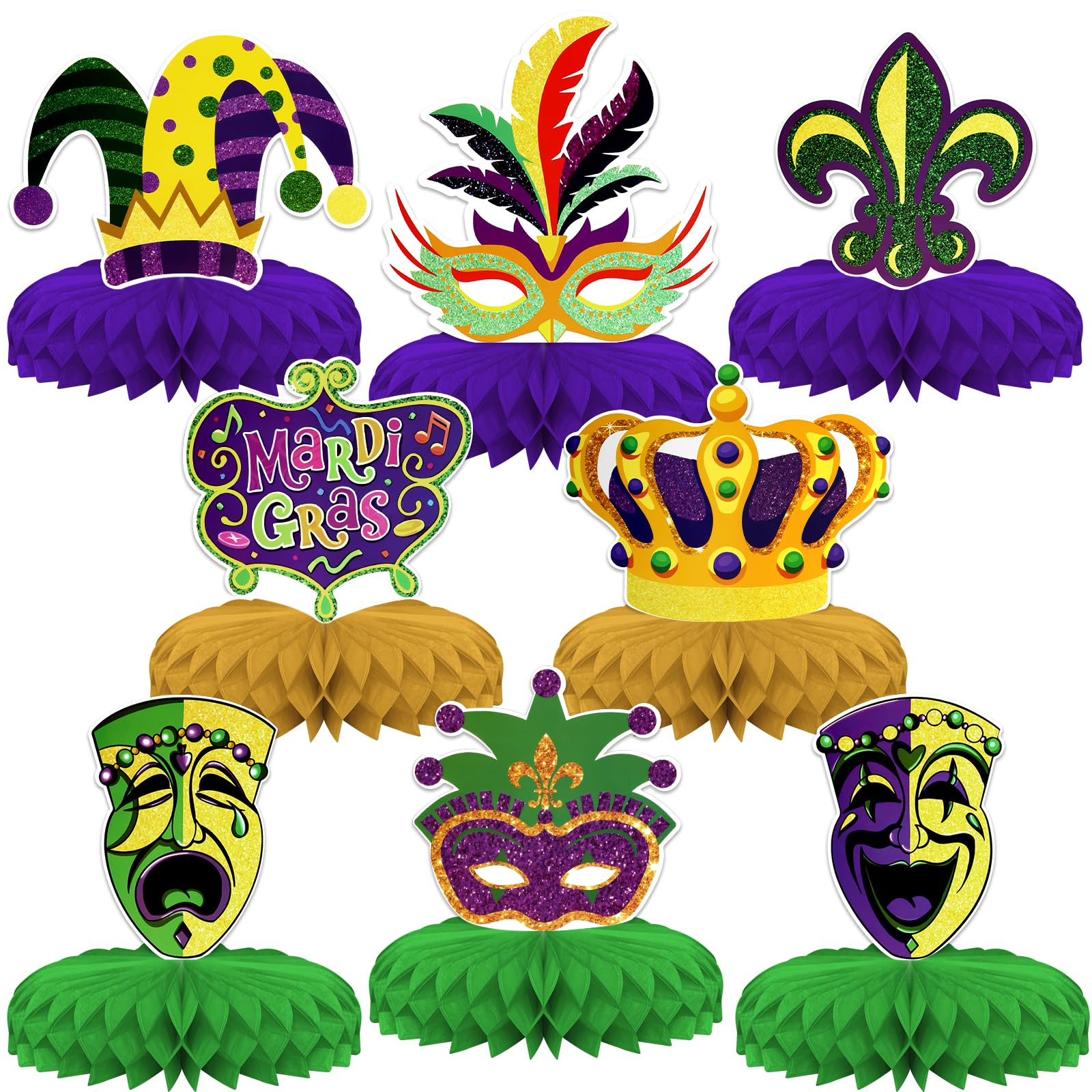 KSKSPE 8 PCS Mardi Gras Theme Party Decorations