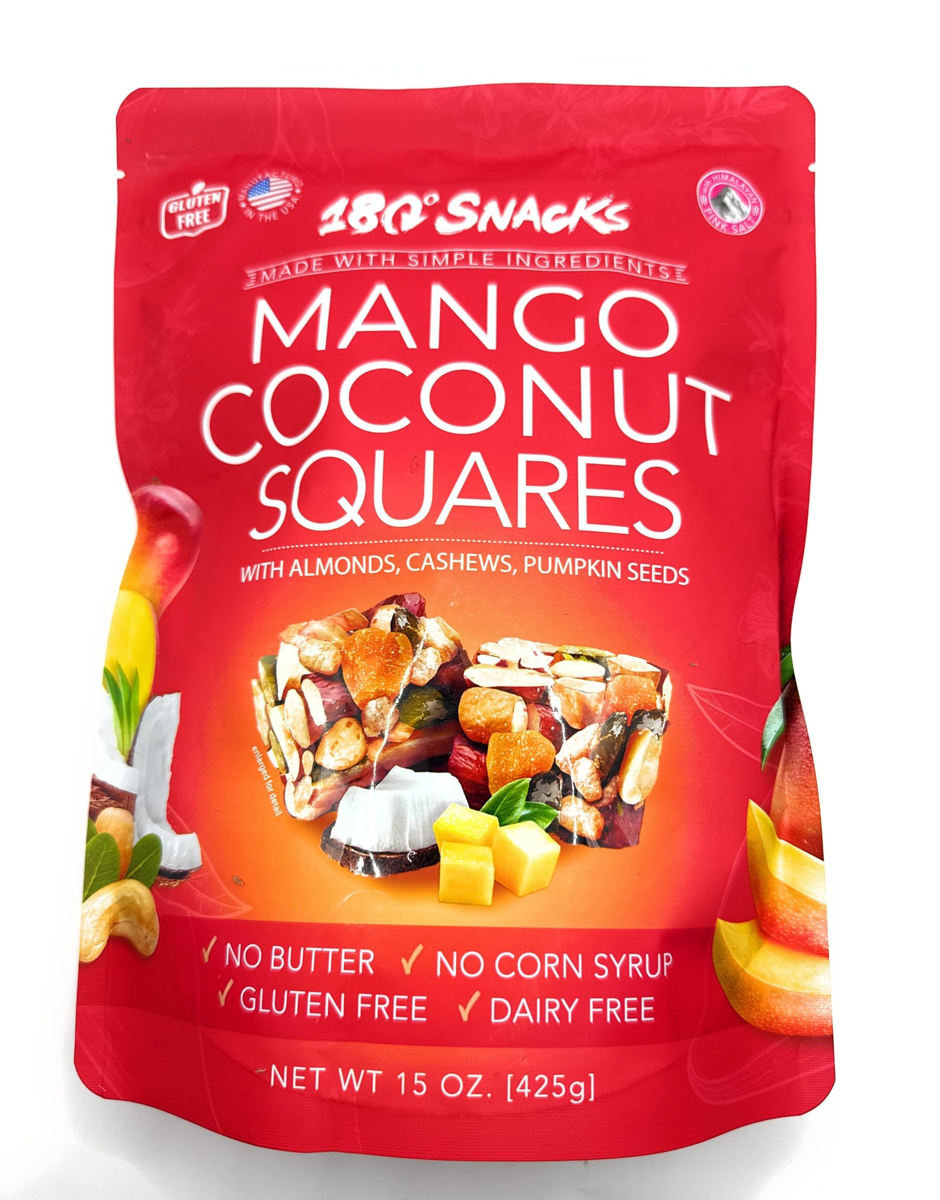 Amazon.com: 180 Snacks, Mango Coconut Squared, with Almonds