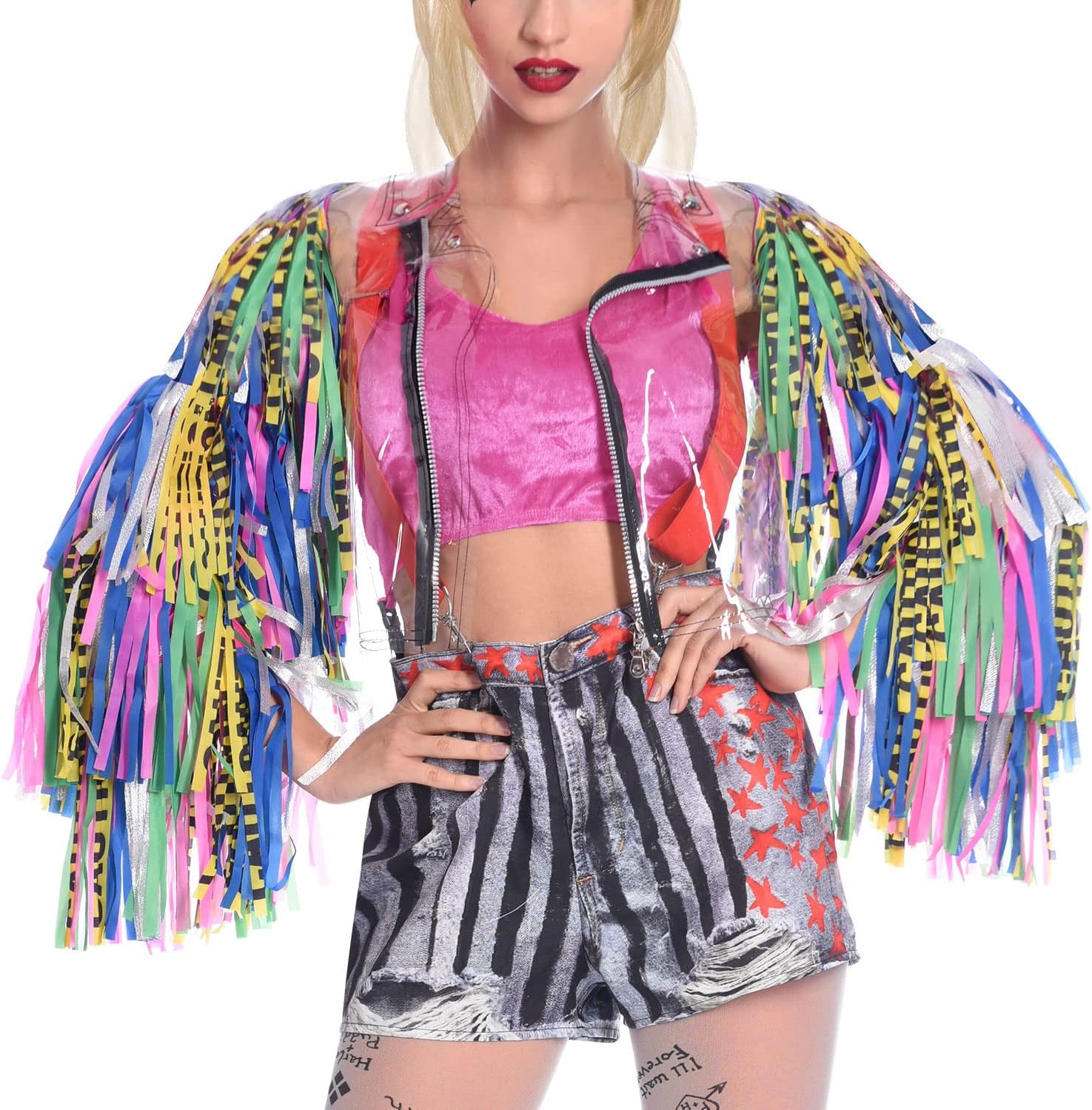 amscan 9906746 - Chaqueta oficial de Warner Bros DC Comics con licencia Harley Quinn BOP para mujer, disfraz de pájaros de presa (talla de vestido de Reino Unido 8-14)