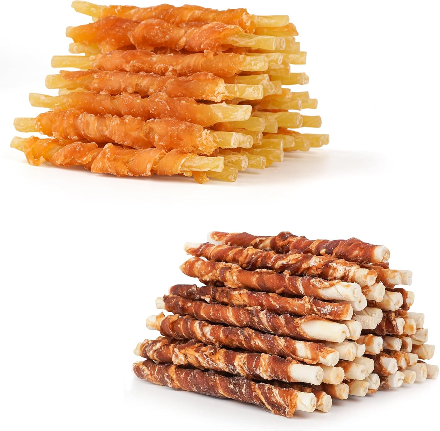 MON2SUN Rawhide Free Chicken Wrapped Cod Sticks 14.11 oz & 5 Inch Duck Wrapped Rawhide 14.11 oz for Small Dogs