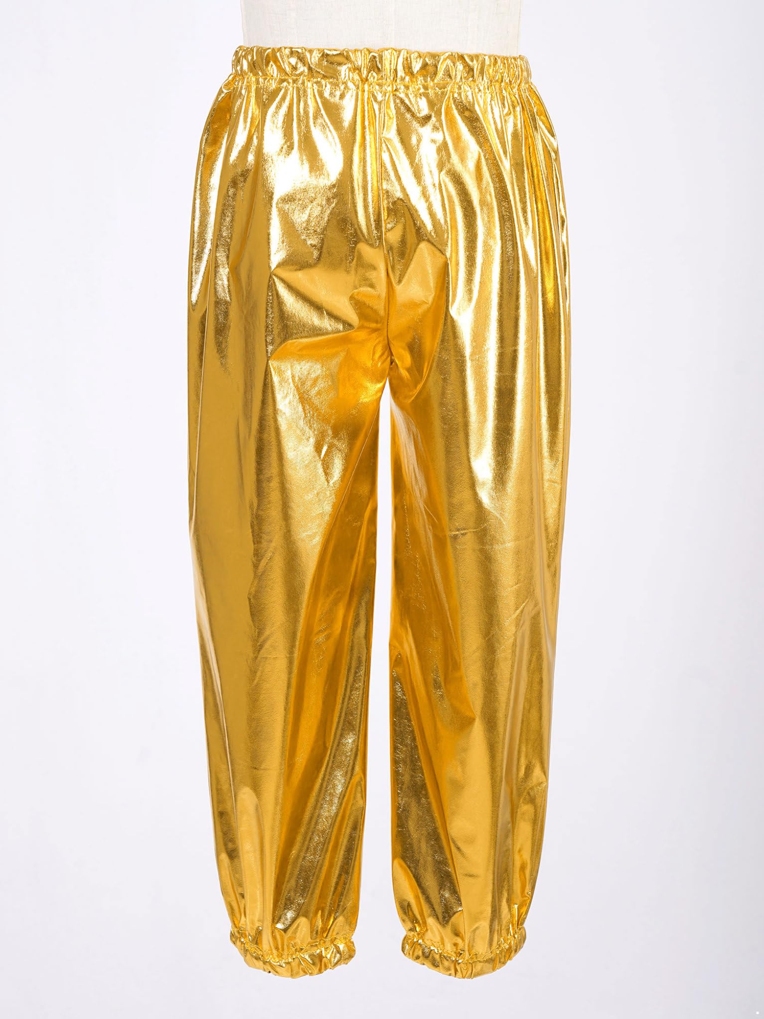 Pantalones de danza metálicos para niños y niñas, cintura elástica, pantalones de entrenamiento brillantes, pantalones deportivos para jazz hip hop dancewear