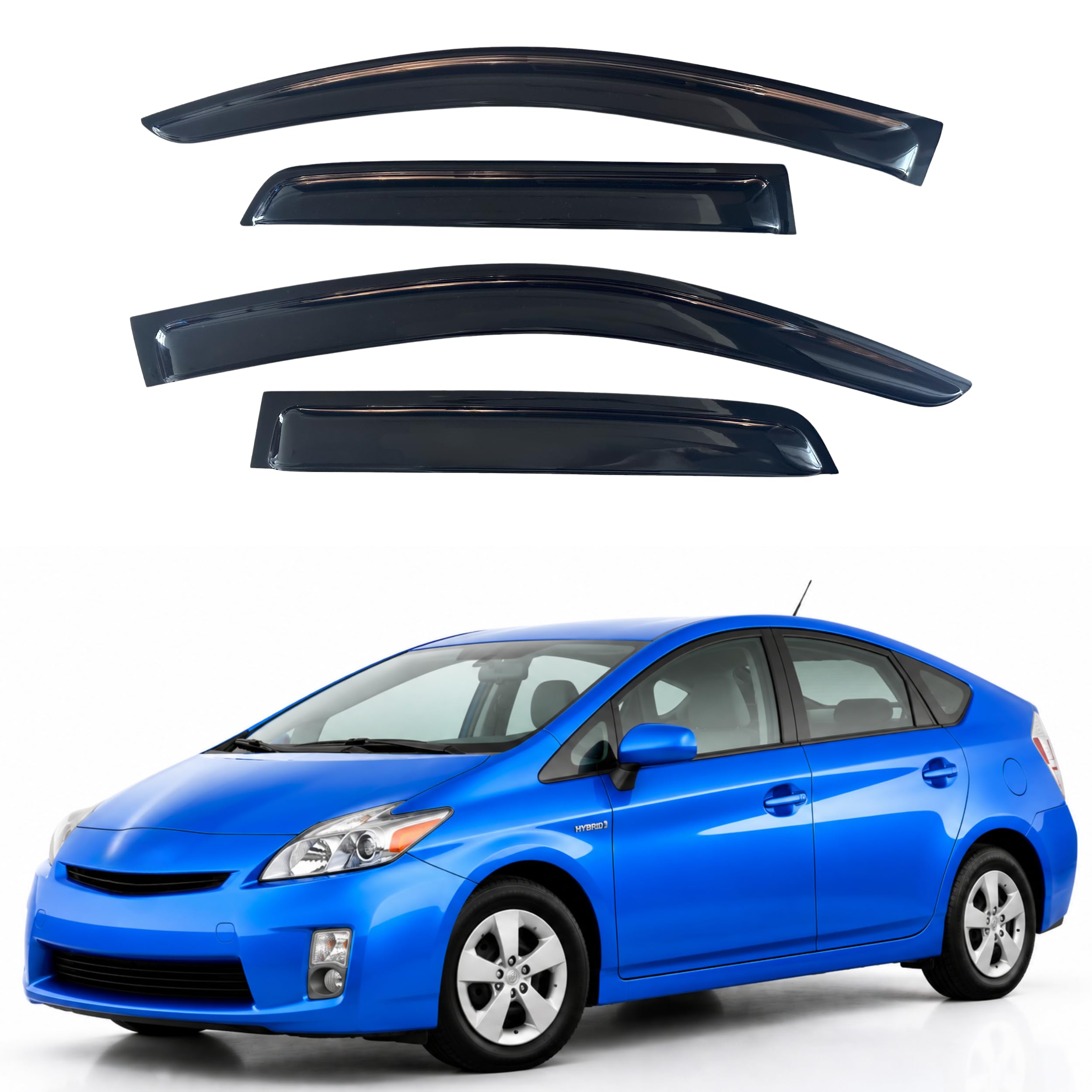 IG Window Visors Fit for 2010-2015 Toyota Prius, Out-Channel Rain Guards Vent Wind Deflectors 4PC, Car Accessories for 10-15 Prius (Excludes Model V &amp; C)