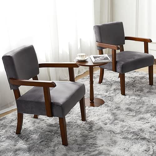 Accent Chair Set of 2 with Table, Living Room Chairs