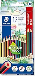 STAEDTLER Lápis de Cor Noris 185 C12P Sextavado, Madeira Reutilizada x10 Cores + 2 Lápis