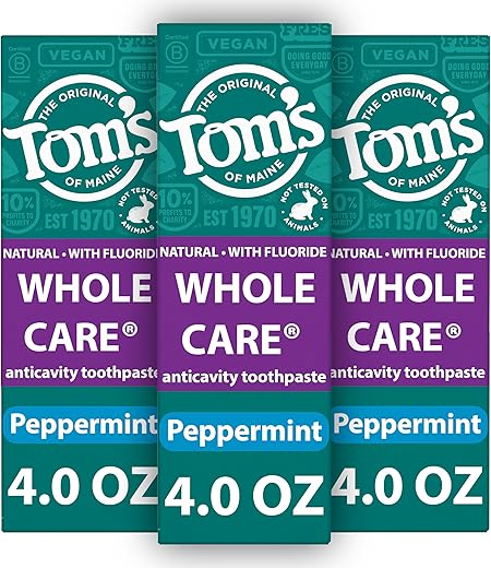 Tom's of Maine Whole Care Natural Toothpaste with Fluoride, Peppermint, 4 oz....