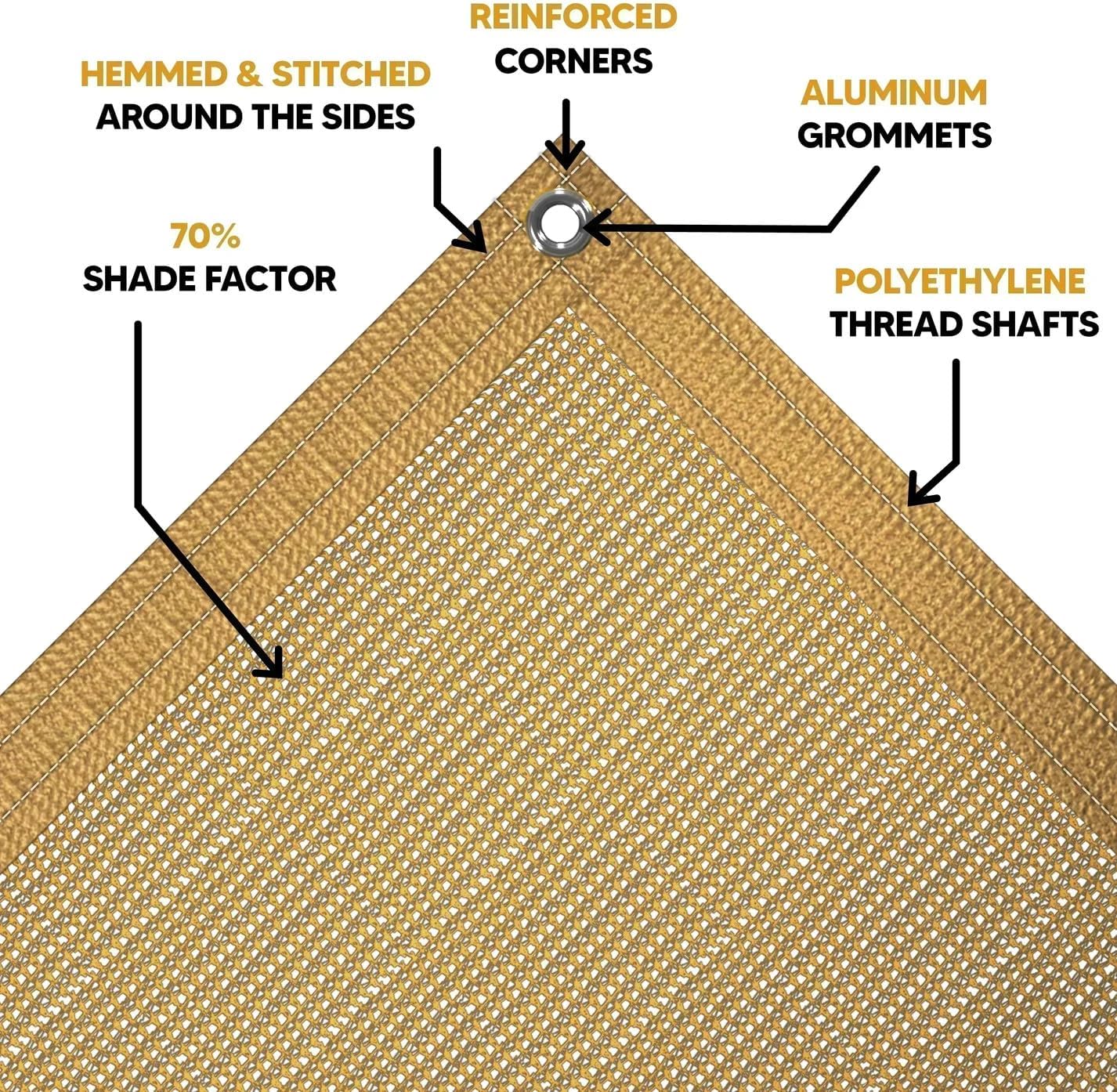 Tan Mesh Screen Shade Tarp, Heavy Duty Hauling Tarp - Choose Size (6 x 12)
