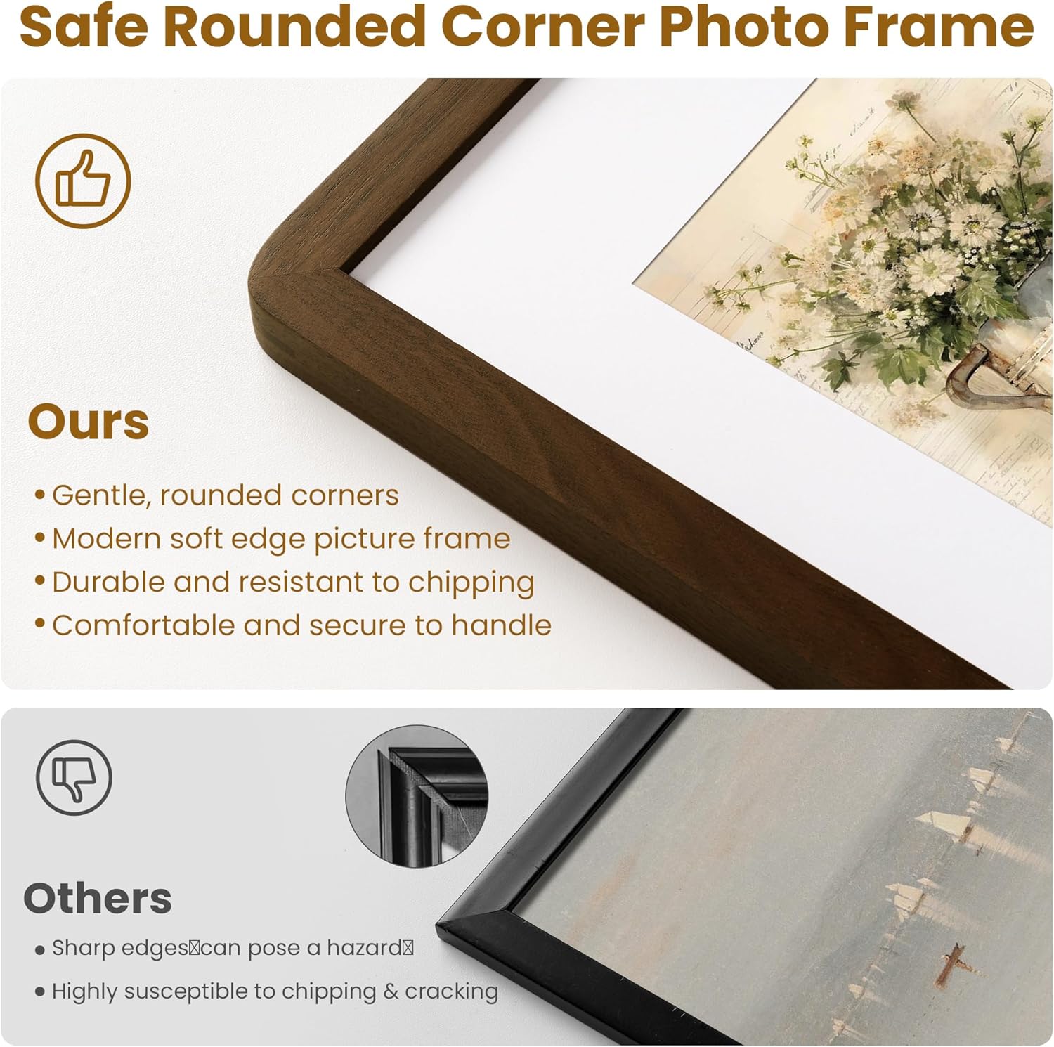 11x14 Picture Frame, Solid Walnut Wood Photo Frame with Mat for 8x10, Wall & Tabletop Frames with Tempered Glass and Hanging Hardware, 1 Pack - Image 5