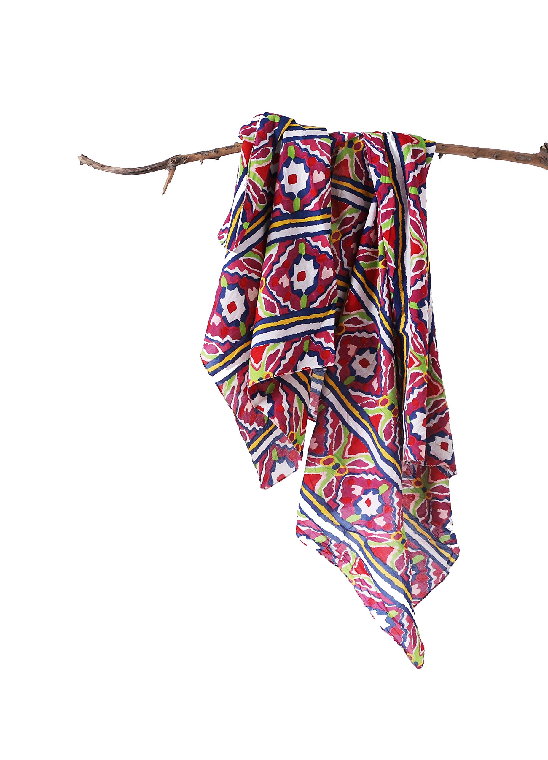 CONTRAST LIVINGJuiner Scarves for Women Stylish,Cotton Printed Scarves for all session for ladies, Girls Cotton printed Scarf, 100x100 Cm Square Size,100% Cotton trendy Scarf for Girls