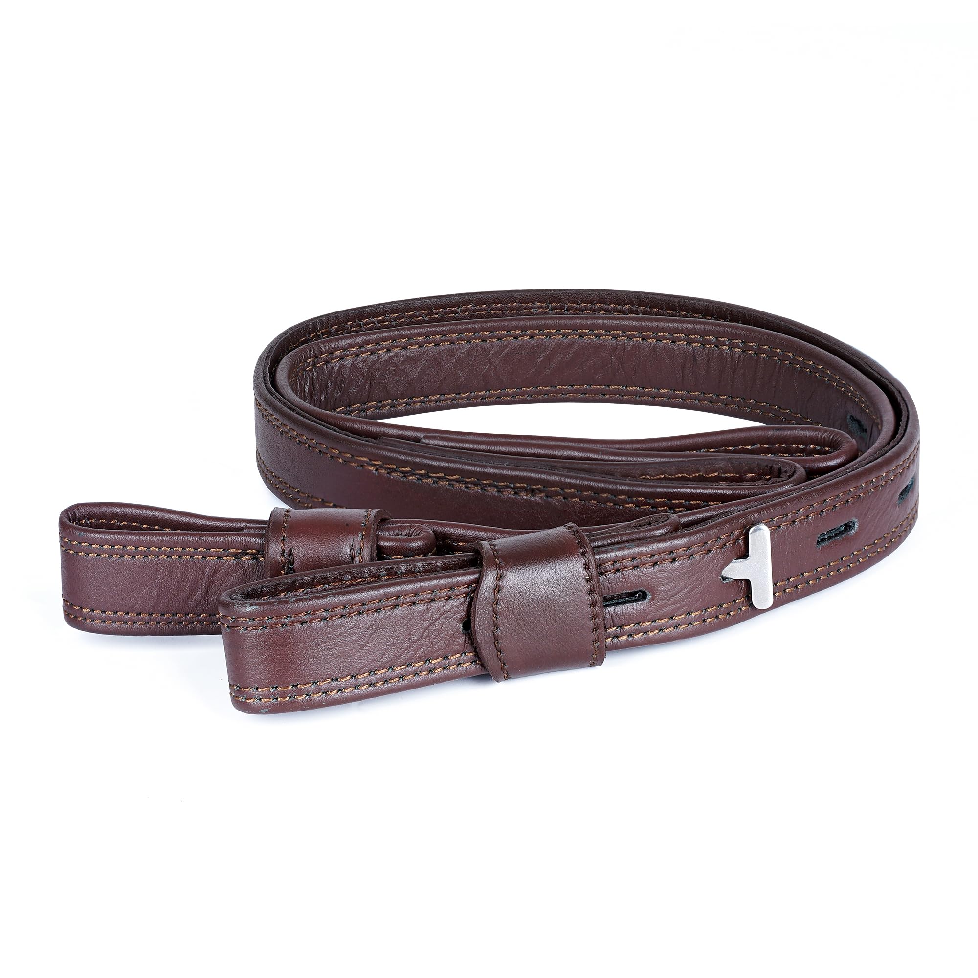 GALLOP SHOP Premium Leather Stirrup Straps, Close Contact Double-Stitched, Horse Riding Equipment (Brown, 60 CM)