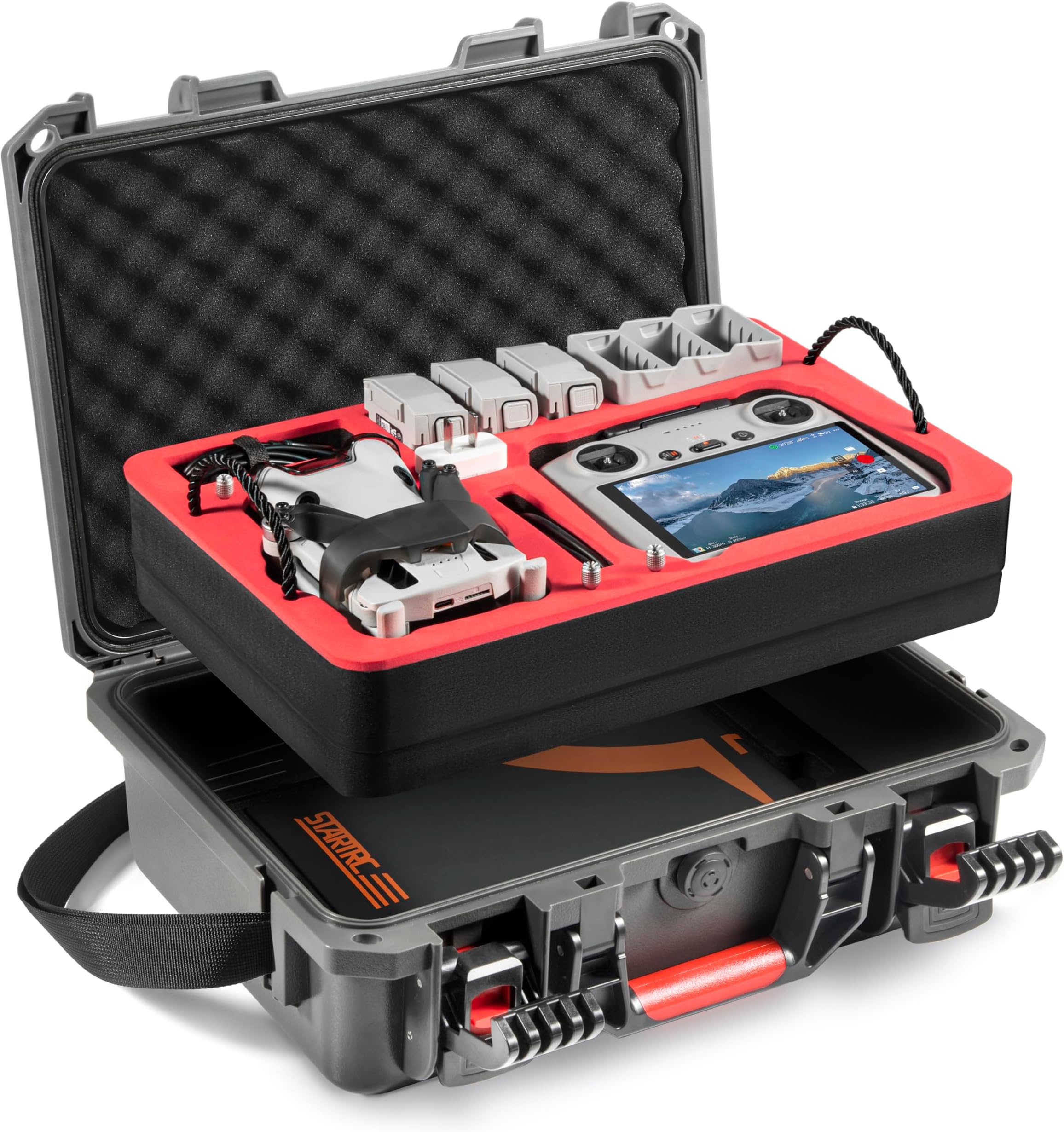STARTRC Mini 4 Pro Waterproof Hard Carrying Case for DJI Mini 3 Pro/3 Accessories, Travel Case for Fly More Combo Dual Layer