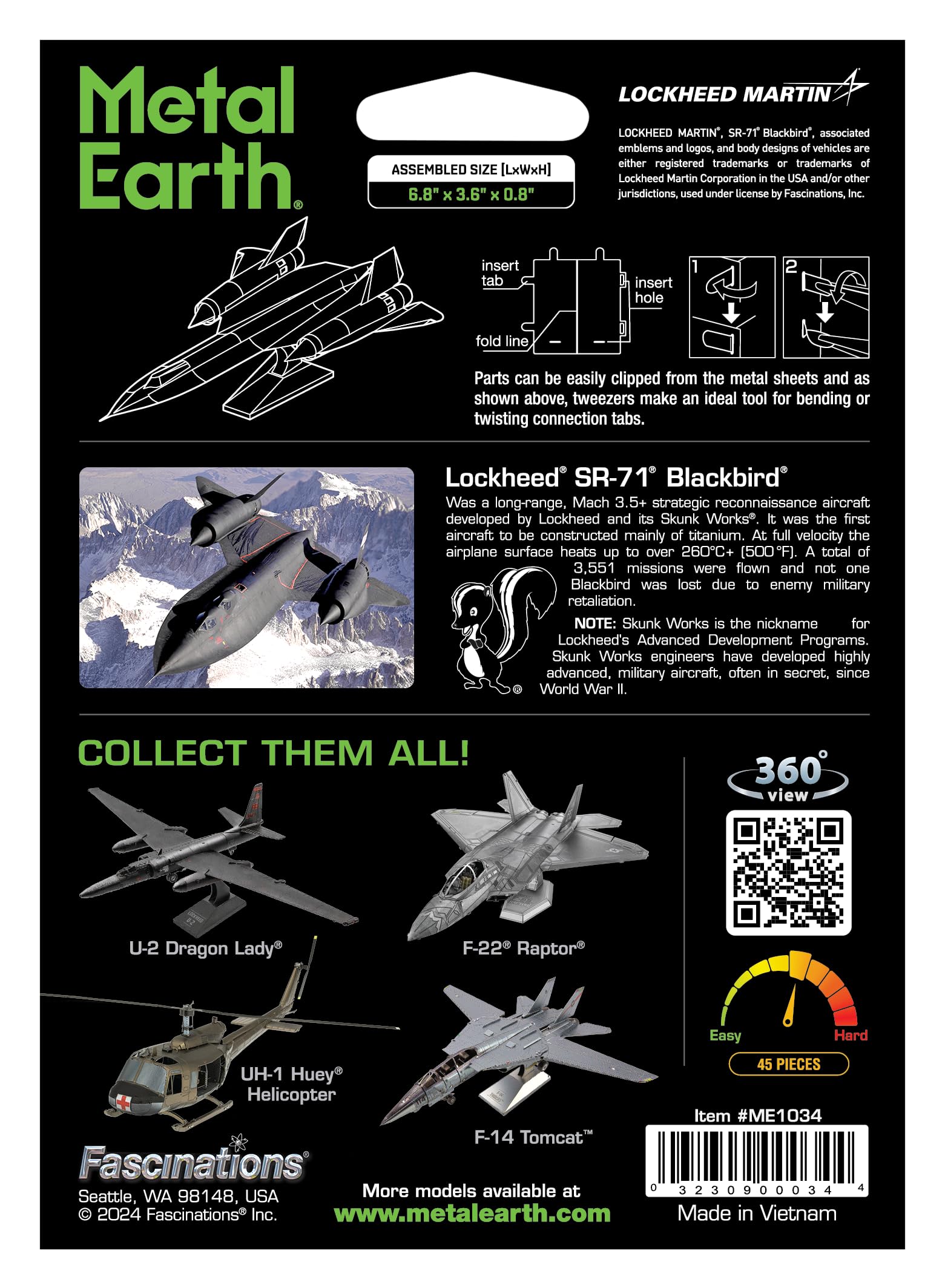 Metal Earth SR-71 Blackbird Color 3D Metal Model Kit Fascinations - Image 7