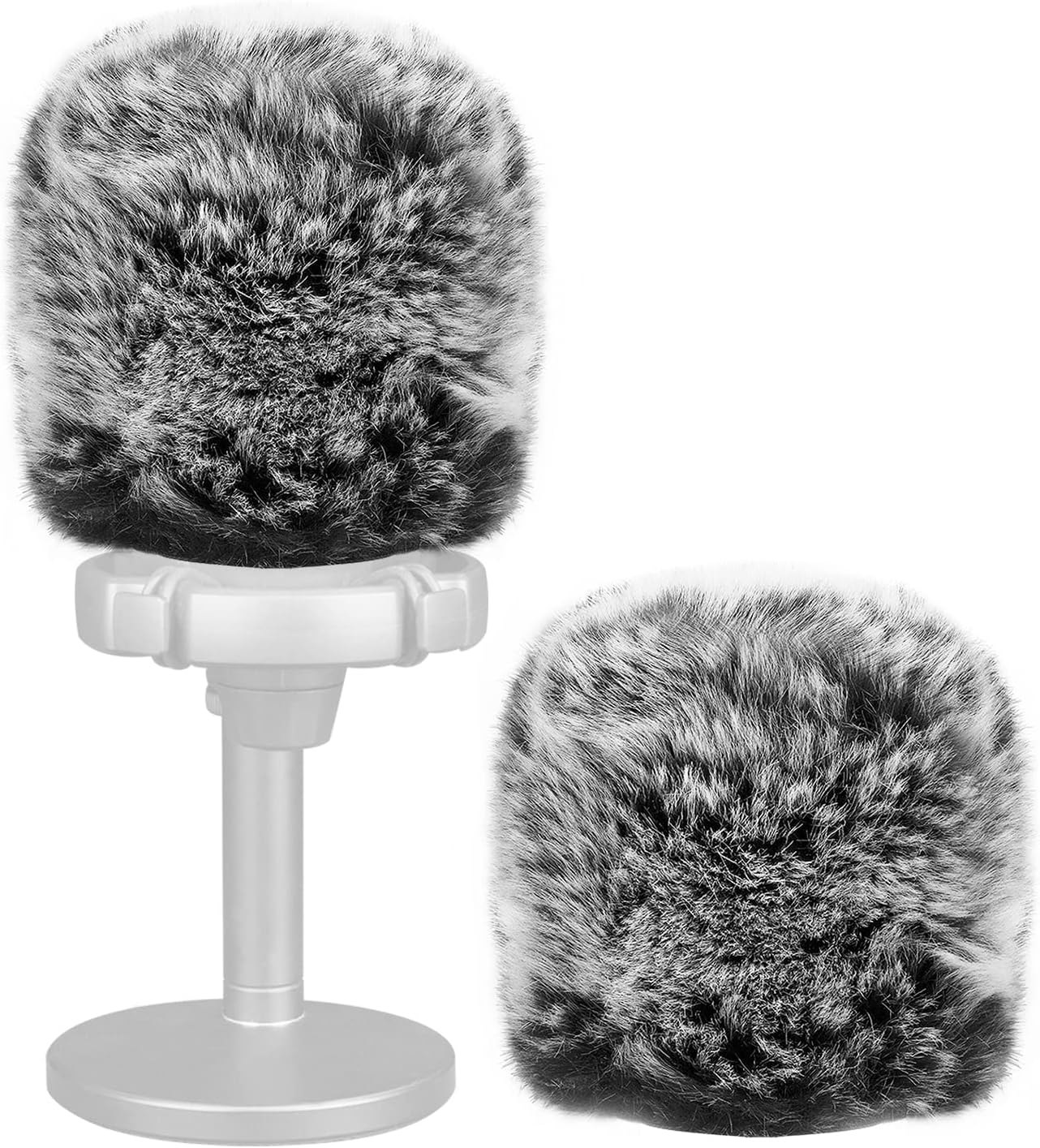 for Creators Furry Windscreen Compatible with Fifine AmpliGame A6T, A6V, T669, T732, K669B, Mic DeadCat Wind Cover Muff, Windbuster, Windjammer, Fluff Cover Windshield (Grey 2 Pack)