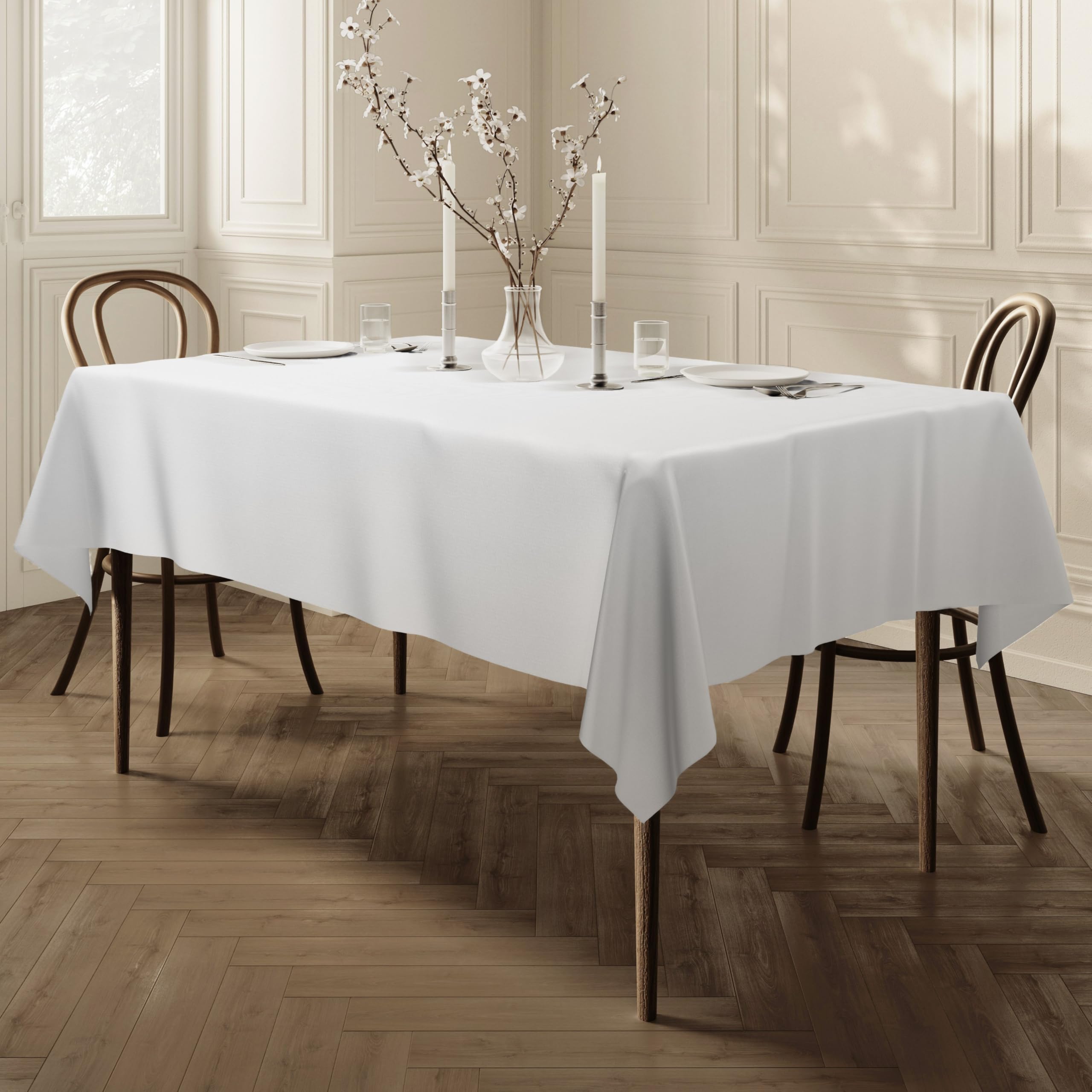Home Direct White Extra Large Rectangular Fabric Tablecloth Table Cover 150X250cm 59"X98"